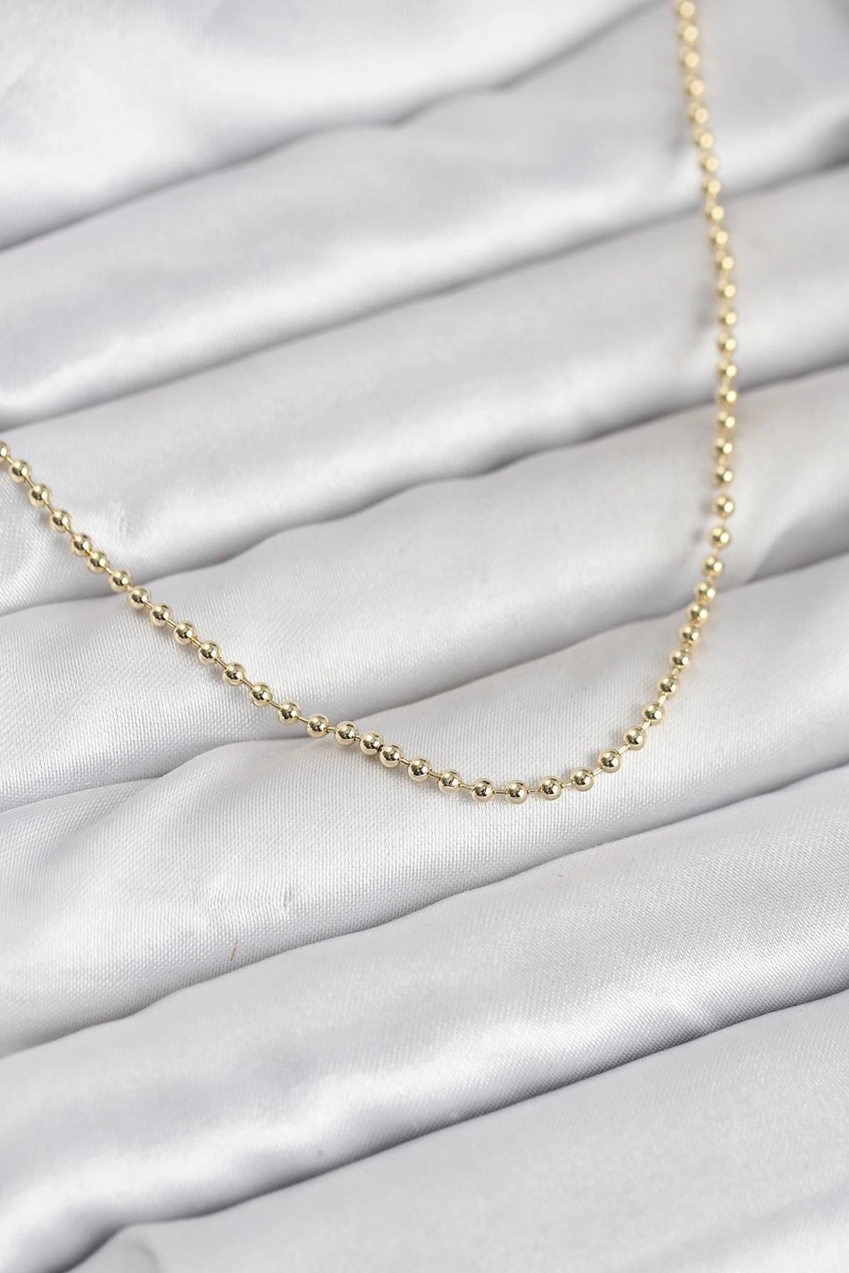Mey İthalat® CM 14K Gold Renk Top Zincirli Model 60 cm Kadın Kolye