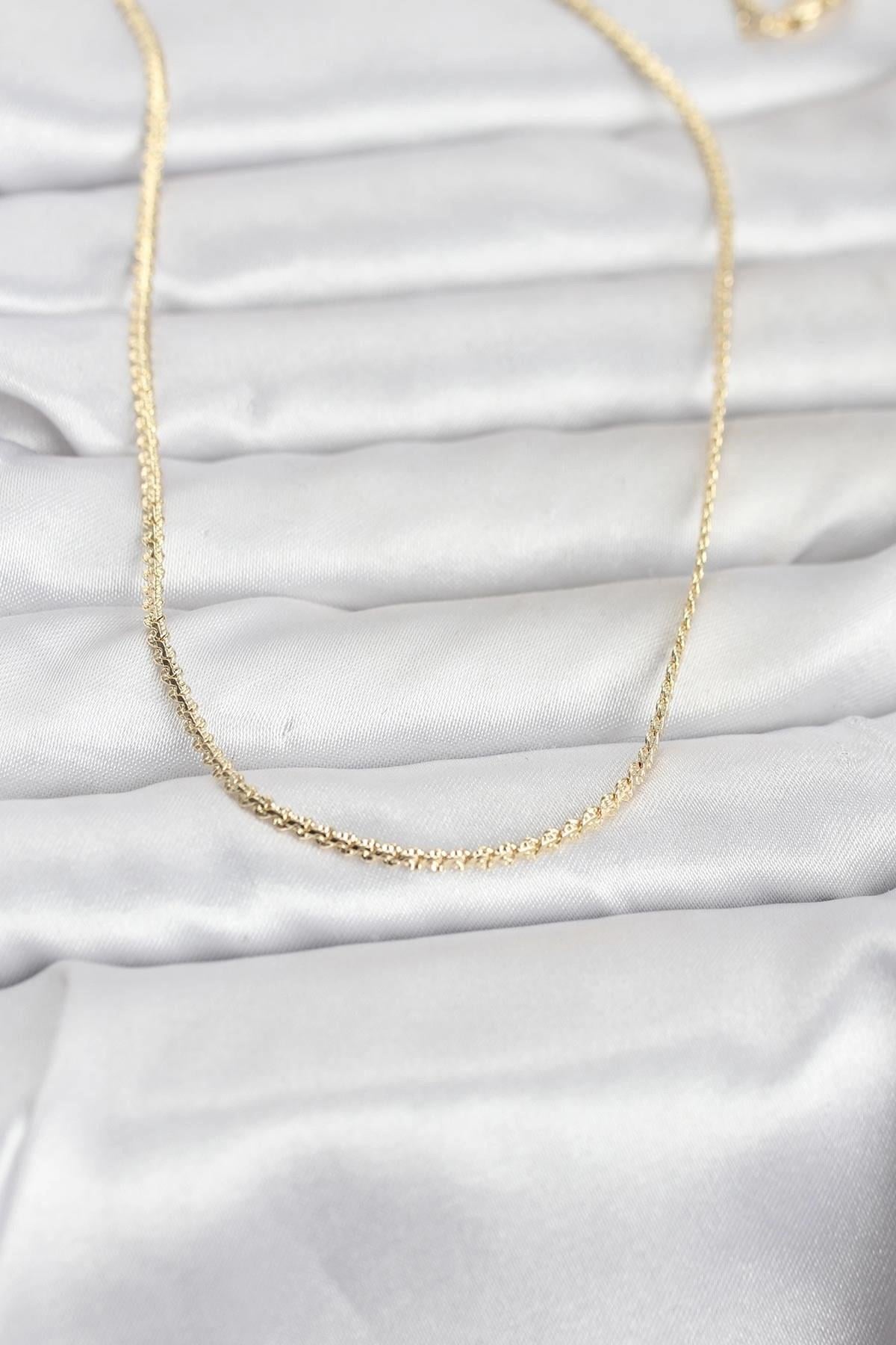 Mey İthalat® CM 14K Gold Renk Yassı Zincir Model 60 cm Kadın Kolye