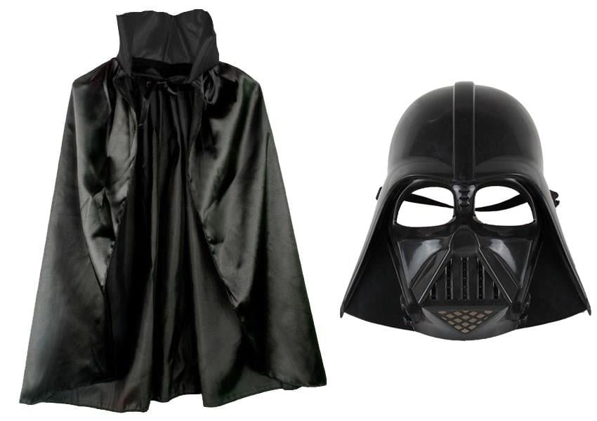 Mey İthalat® Çocuk Boy Yıldız Savaşları Star Wars Darth Vader Maskesi ve 90 cm Pelerin Seti Siyah