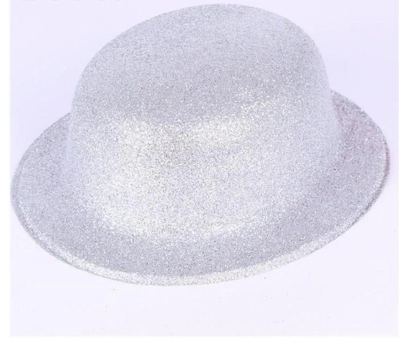 Mey İthalat® Gümüş Renk Yuvarlak Simli Plastik Parti Şapkası
