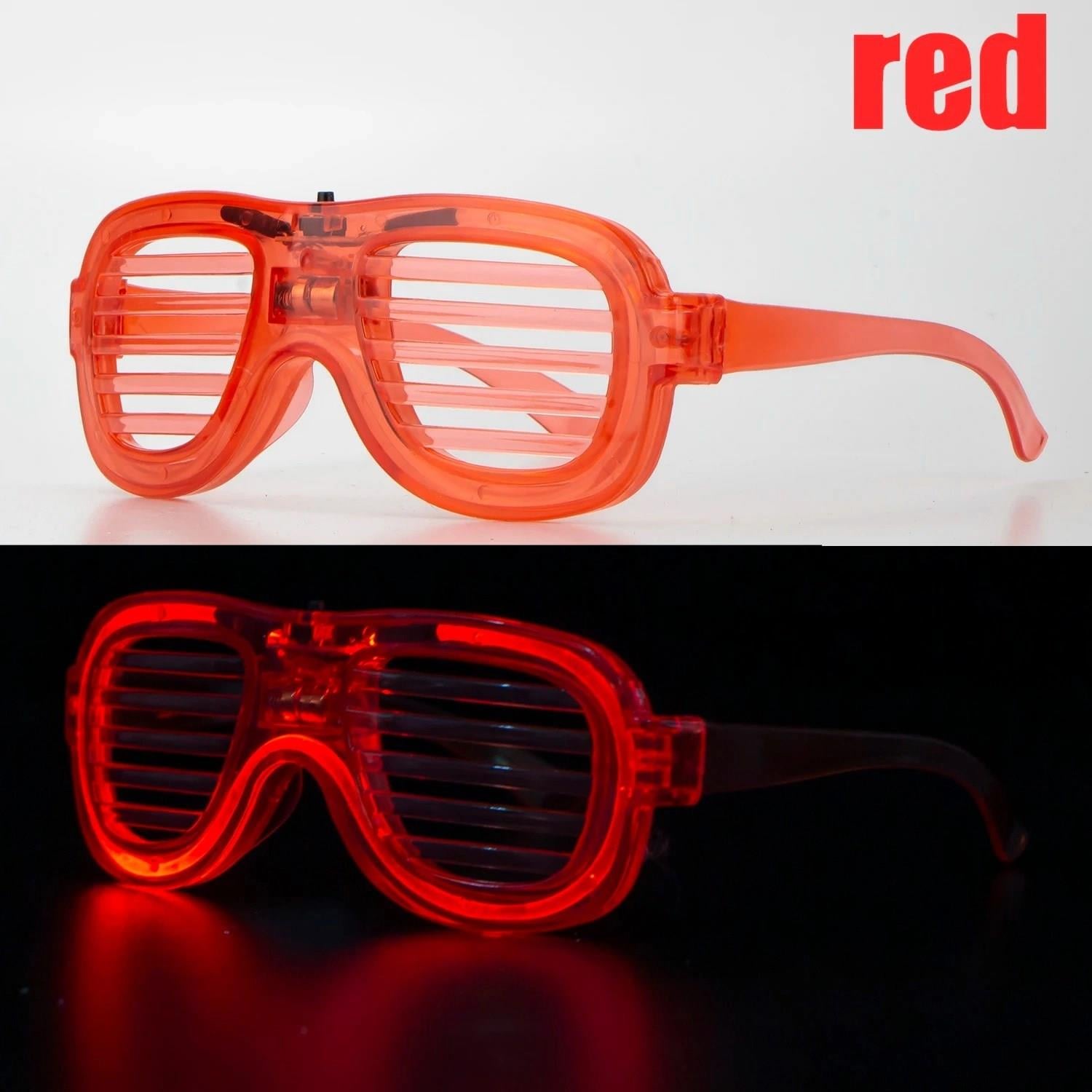 Mey İthalat® Kırmızı Led Işıklı Parti Gözlüğü - Neon Glow Şerit Gözlük 3 Modlu