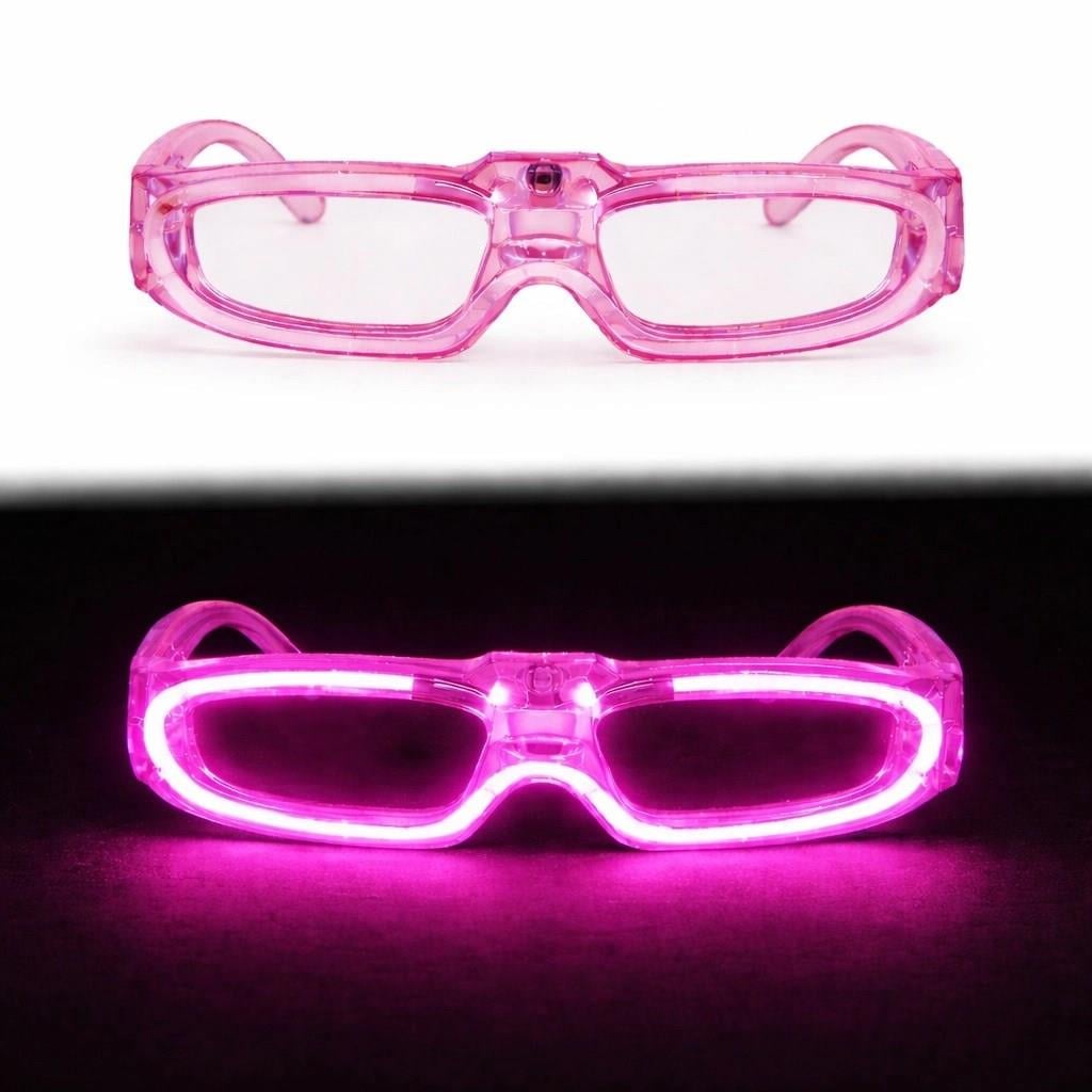 Mey İthalat® Pembe LED Işıklı Parti Gözlüğü 3 Modlu – Glow & Gece Eğlence Gözlüğü
