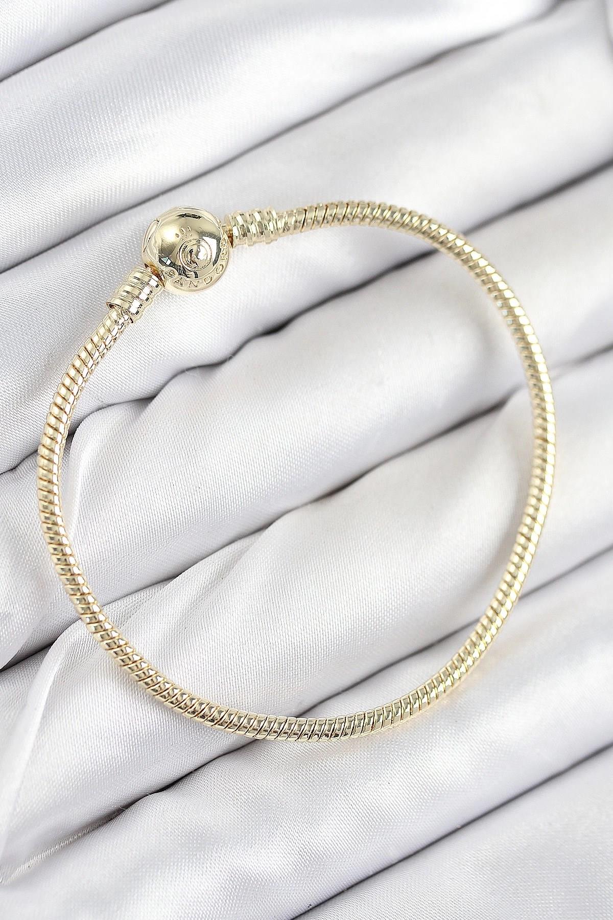 Mey İthalat® Pirinç Charm Topcuk Model Gold Renk Kadın Bileklik