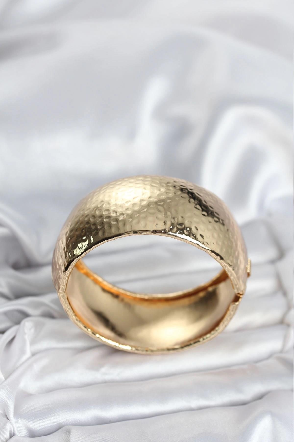 Mey İthalat® Pirinç Gold Renk Bombeli Vintage Kadın Bileklik