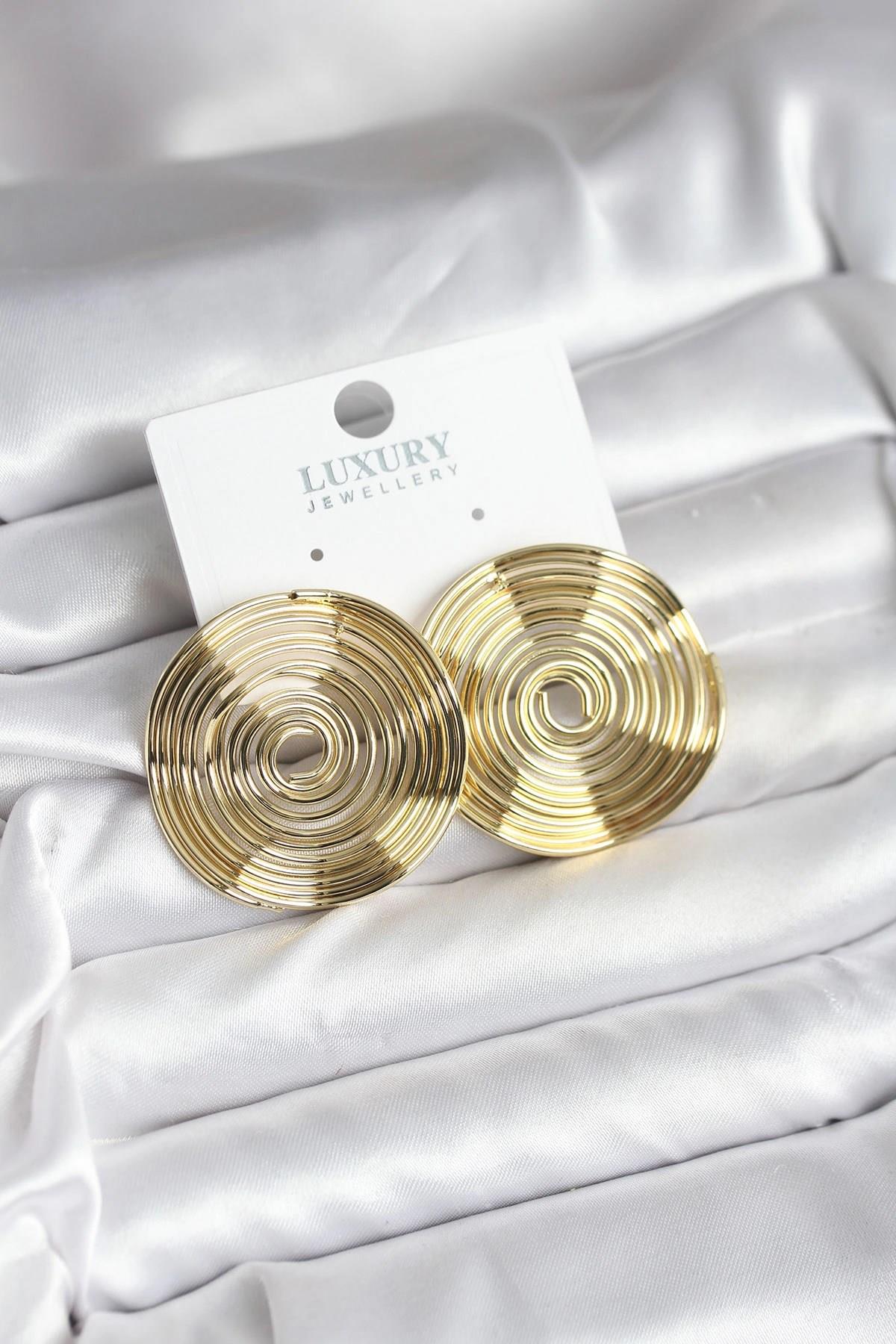 Mey İthalat® Pirinç Gold Renk Circle Model Kadın Küpe
