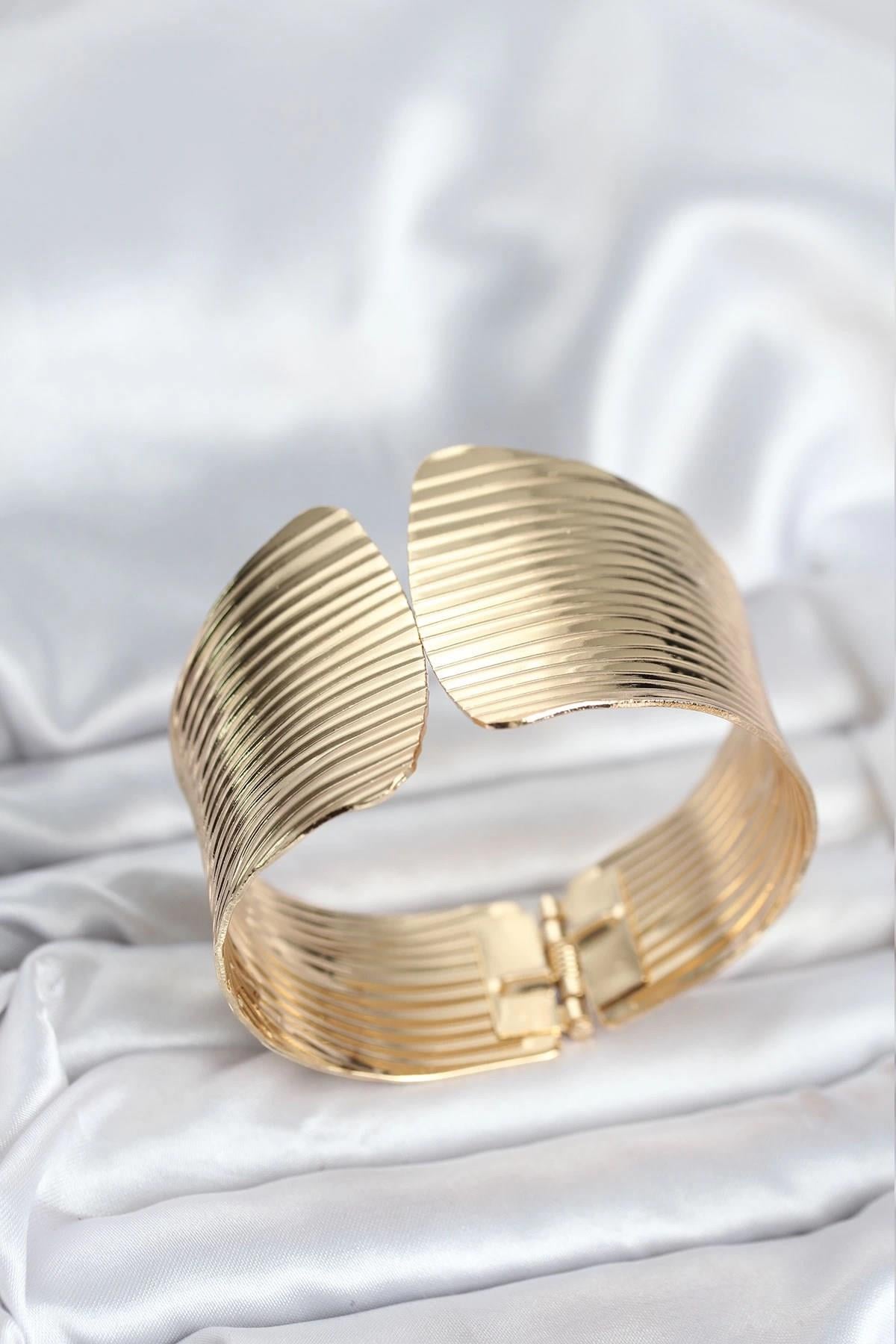 Mey İthalat® Pirinç Gold Renk Levha Model Kadın Bileklik