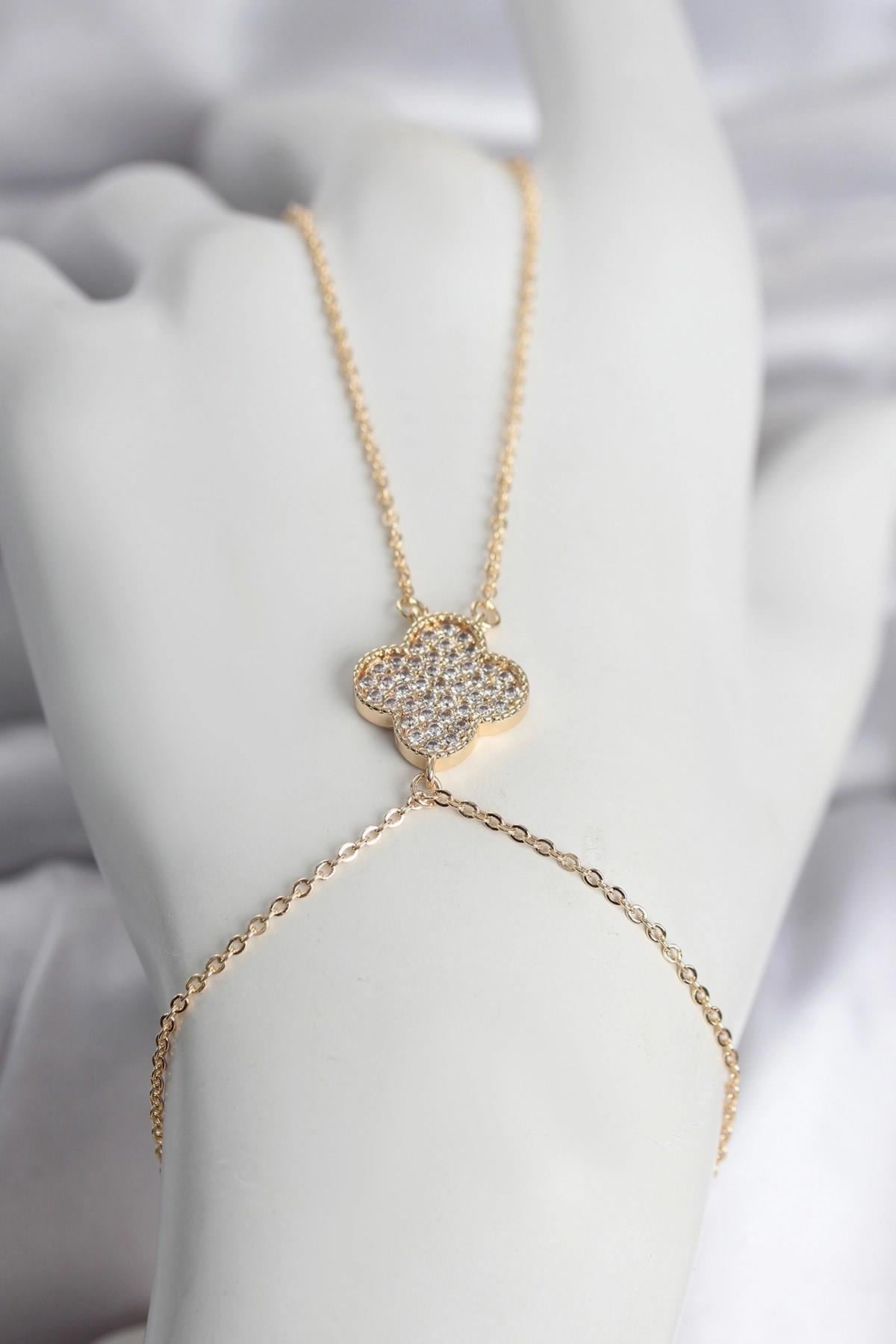 Mey İthalat® Pirinç Gold Renk Yonca Model Kadın Şahmeran