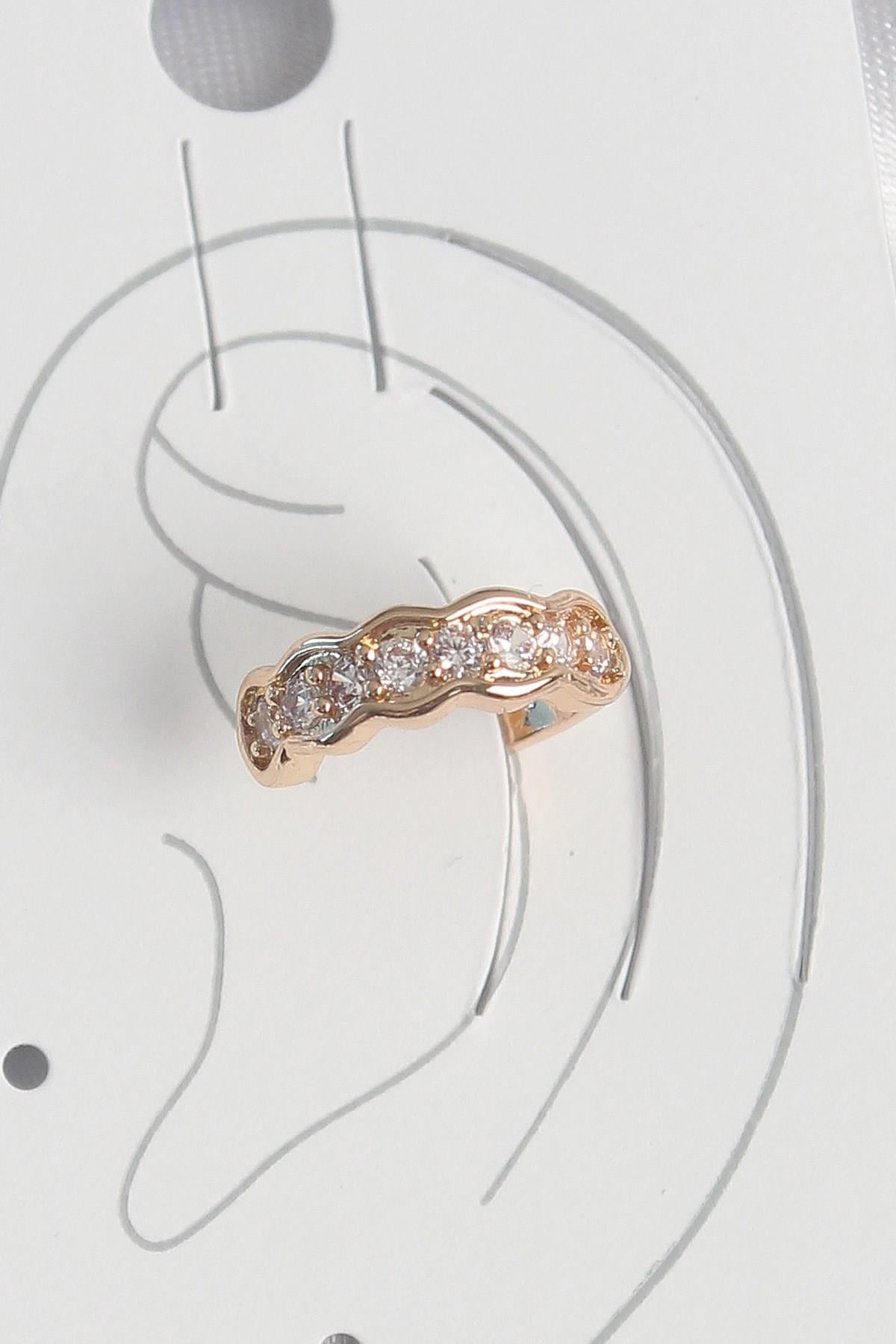Mey İthalat® Pirinç Gold Renk Zirkon Taşlı Kadın Kıkırdak Küpe