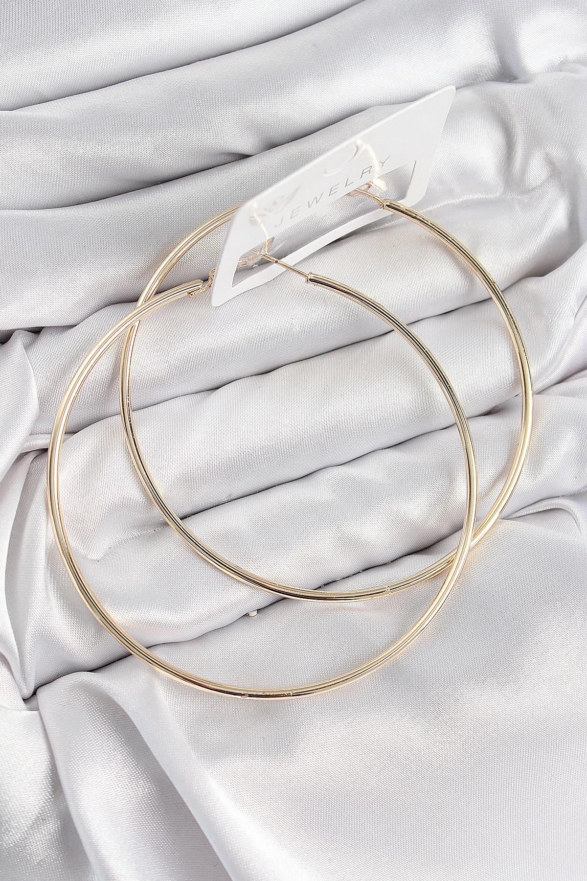 Mey İthalat® Pirinç Halka Model Gold Renk Kadın Küpe