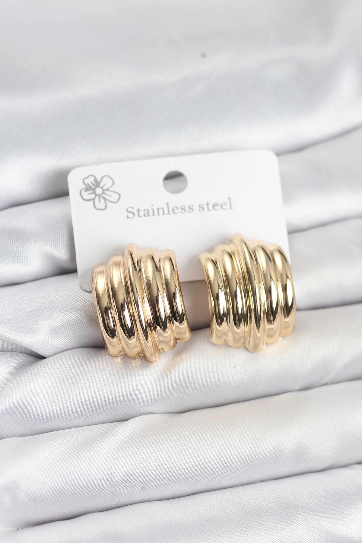 Mey İthalat® Vintage Model 316L Çelik Gold Renk Kadın Küpe