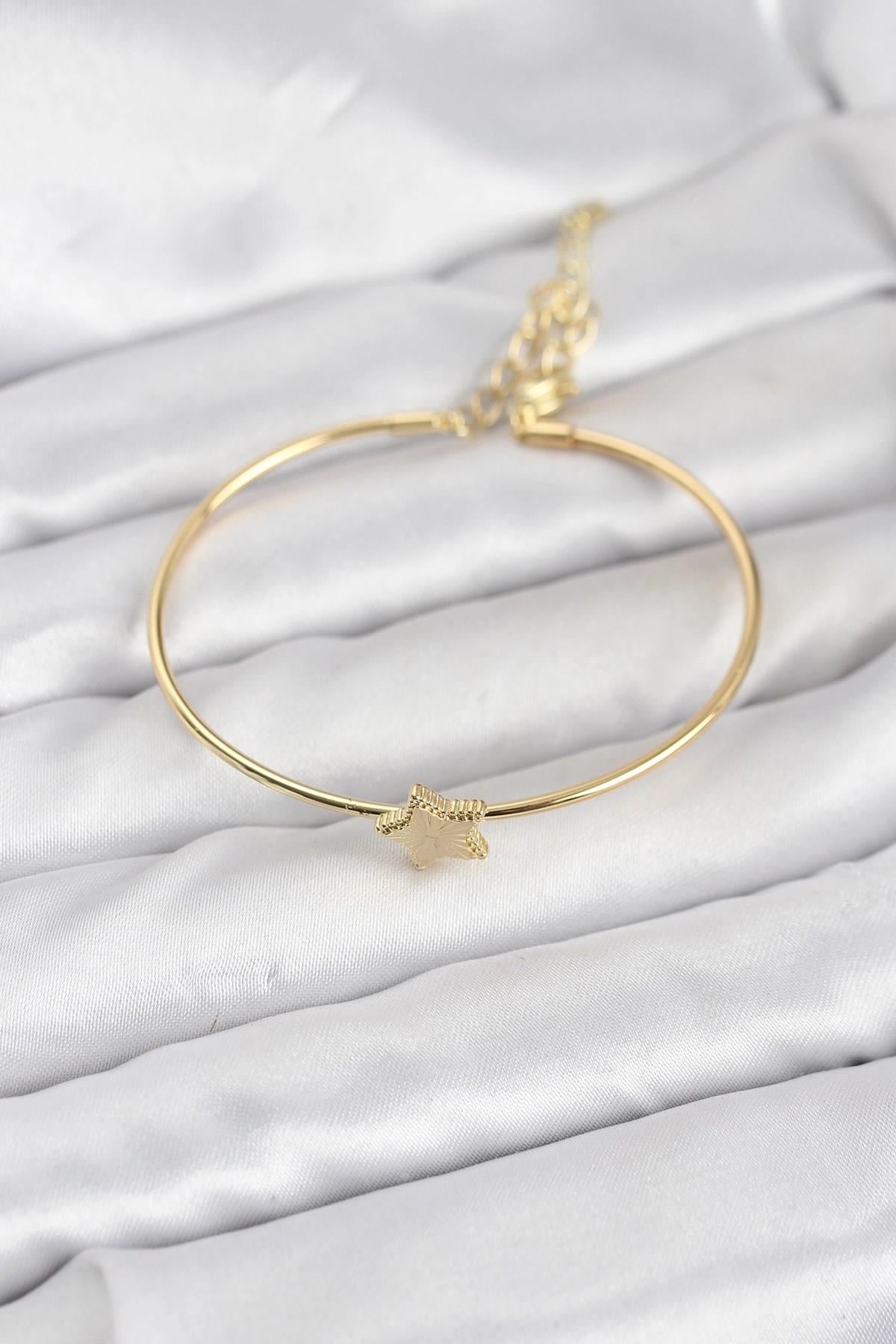 Mey İthalat® Yıldız Model Gold Renk Kadın Bileklik