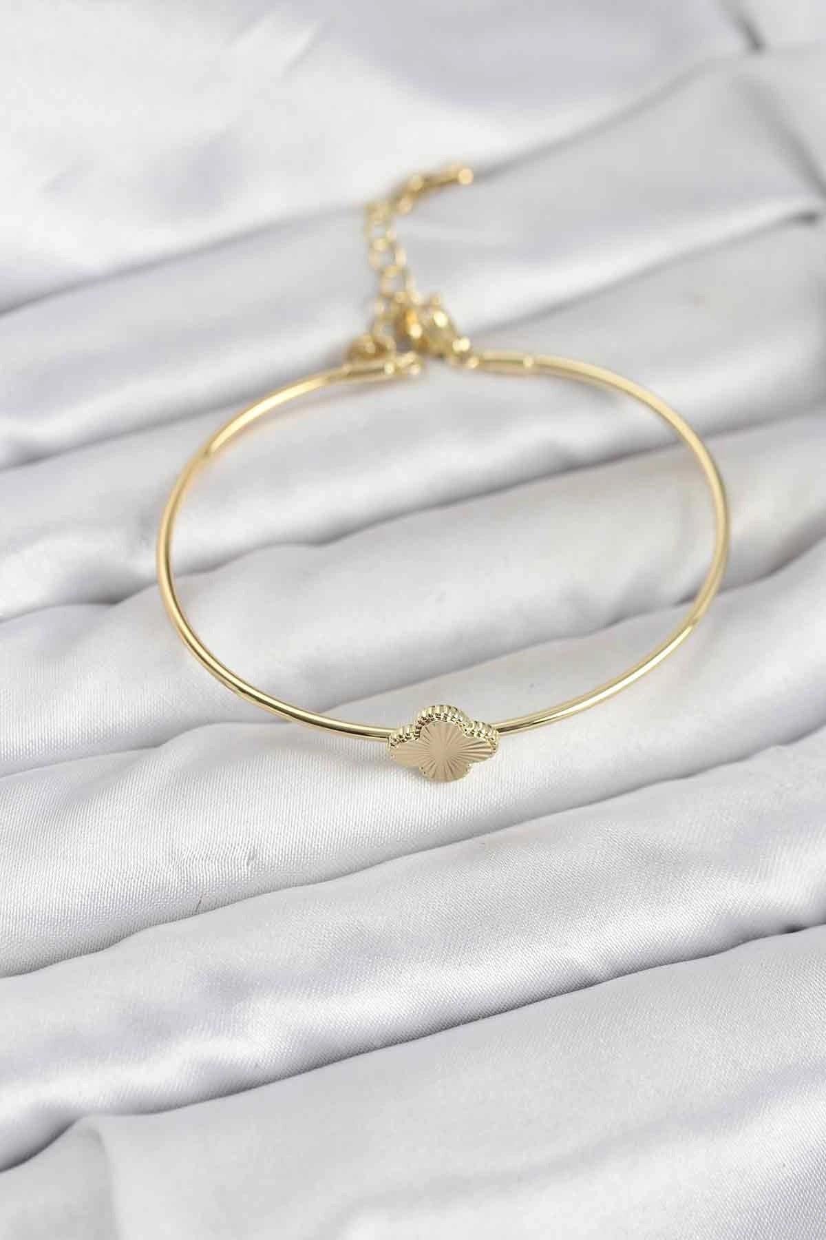 Mey İthalat® Yonca Model Gold Renk Kadın Bileklik