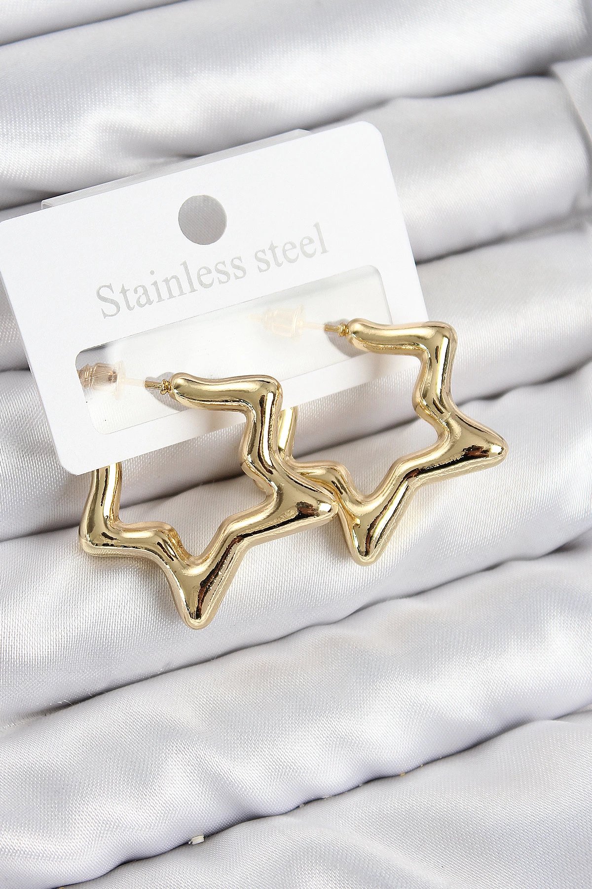 Pirinç Yıldız Model Gold Renk Kadın Küpe