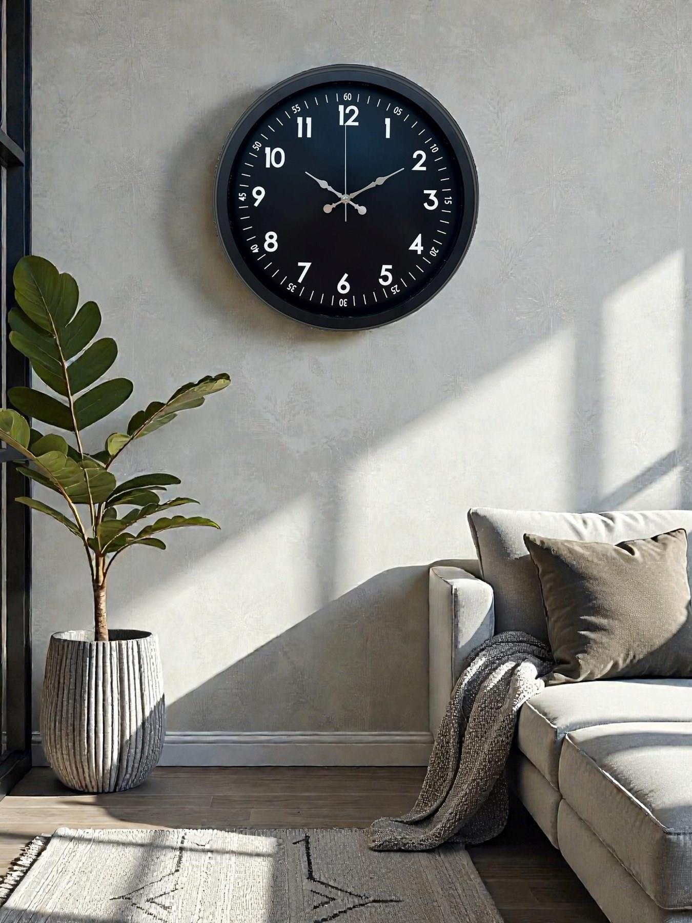 Pure Dark Black 40 Cm Metal Duvar Saati
