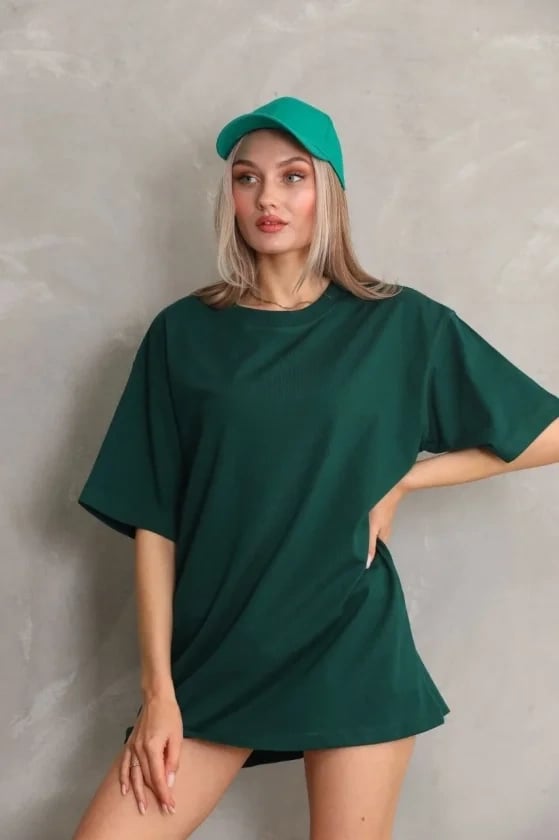 Regular Fit Tişört Bisiklet Yaka Yazlık Kısa Kol Basıc T-shirt - Yeşil