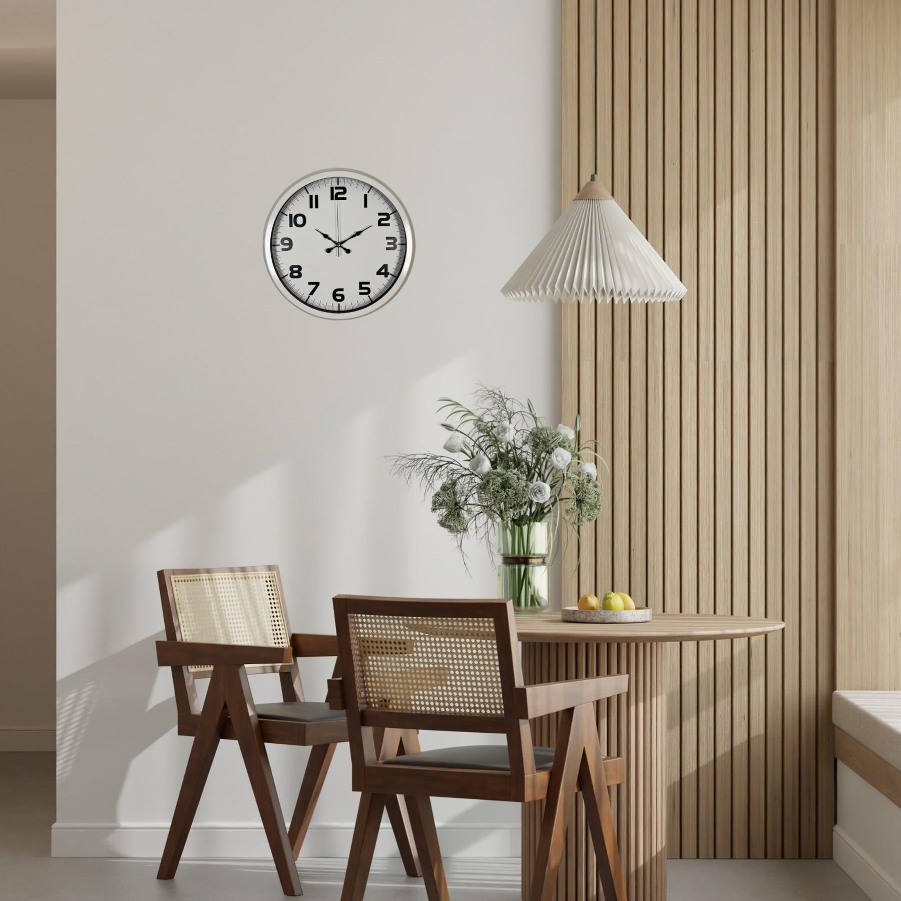 Sade Tasarım Beyaz 40 Cm Metal Duvar Saati
