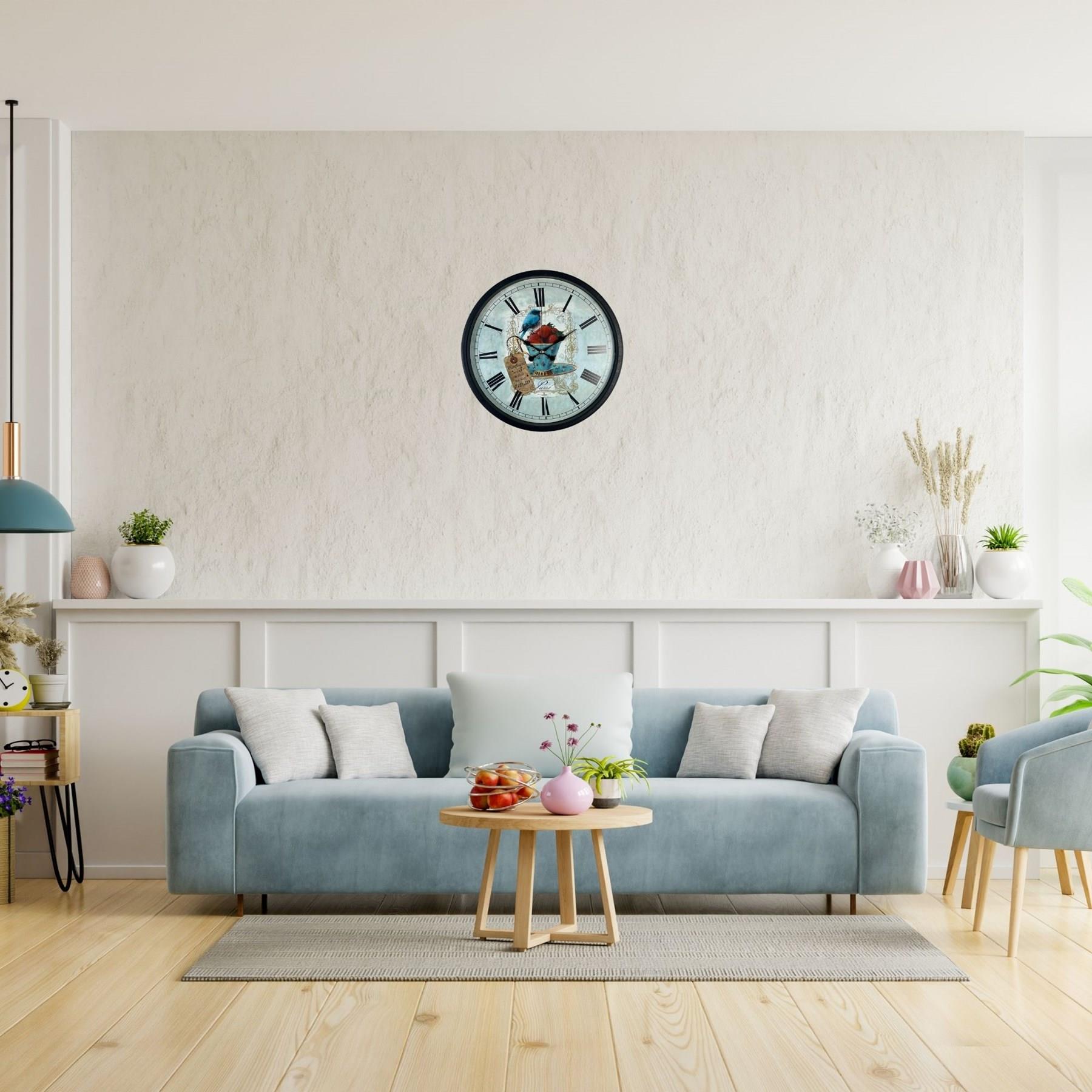 Siyah Paris Garden Dekoratif 36 Cm Duvar Saati
