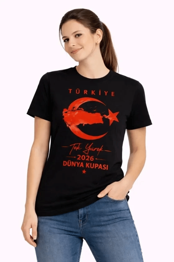 Türkiye Ay Yıldız 2026 Dünya Kupasi Taraftar Forma T-shirt - Siyah