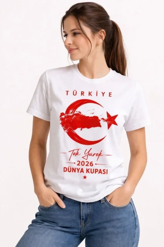 Türkiye Ay Yıldız 2026 Dünya Kupasi Taraftar Forma T-shirt - Beyaz