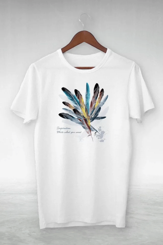 Unisex Baskılı Oversize T-shirt - Beyaz