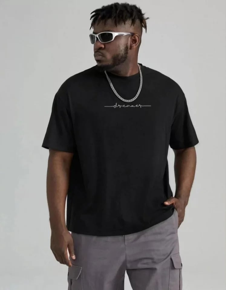 Unisex Baskılı Oversize T-shirt - Siyah
