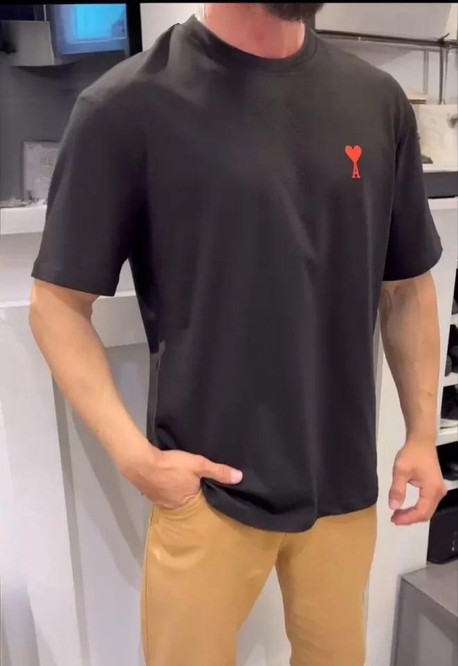 Unisex Bisiklet Yaka Baskılı Oversize T-shirt - Siyah