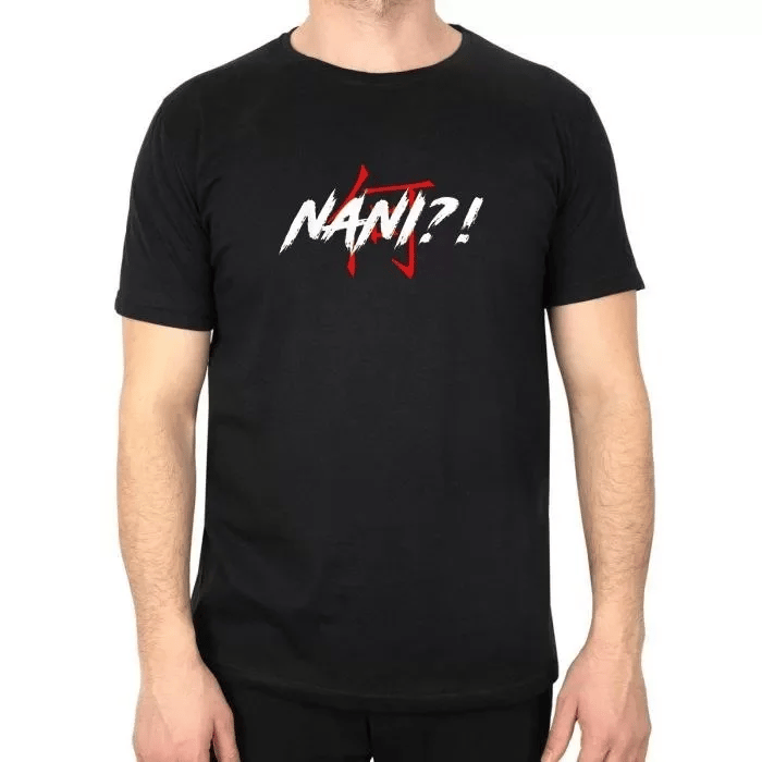 Unisex Bisiklet Yaka Baskılı Oversize T-shirt - Siyah