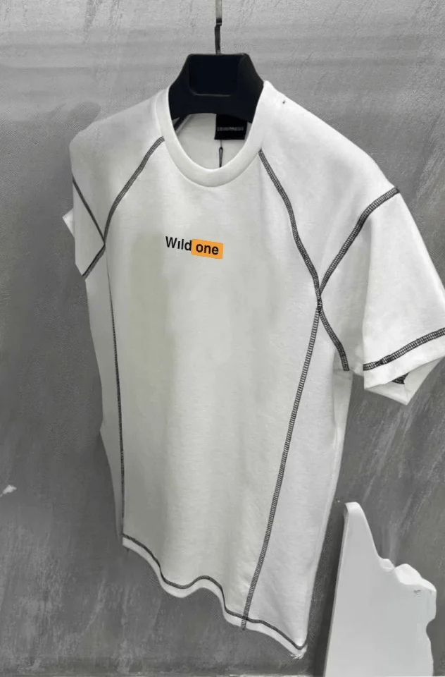 Unisex Dikişli Baskılı Oversize T-shirt - Beyaz