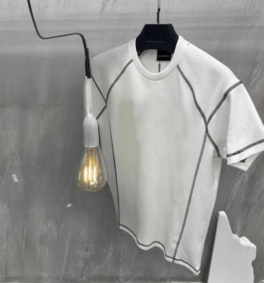 Unisex Karoyaka Dikişli Oversize T-shirt - Beyaz