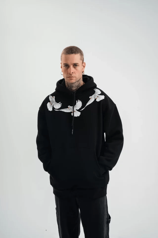 Unisex Uzun Kol Bisiklet Yaka Yıkamalı Sweatshirt - Siyah