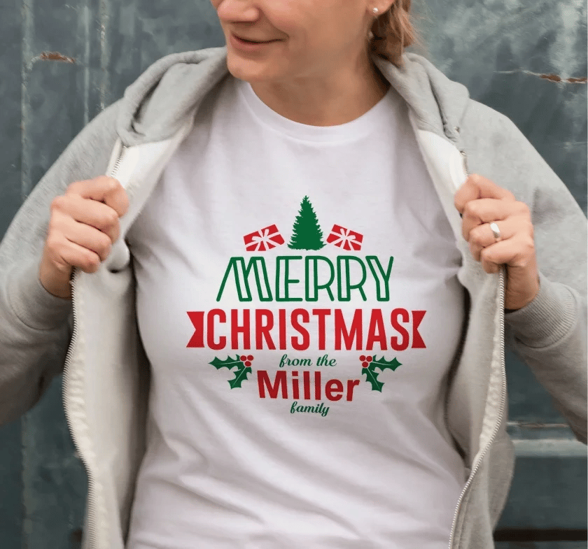 Yılbaşı Merry Christmas Miller Baskılı Oversize Bisiklet Yaka T-shirt - Beyaz