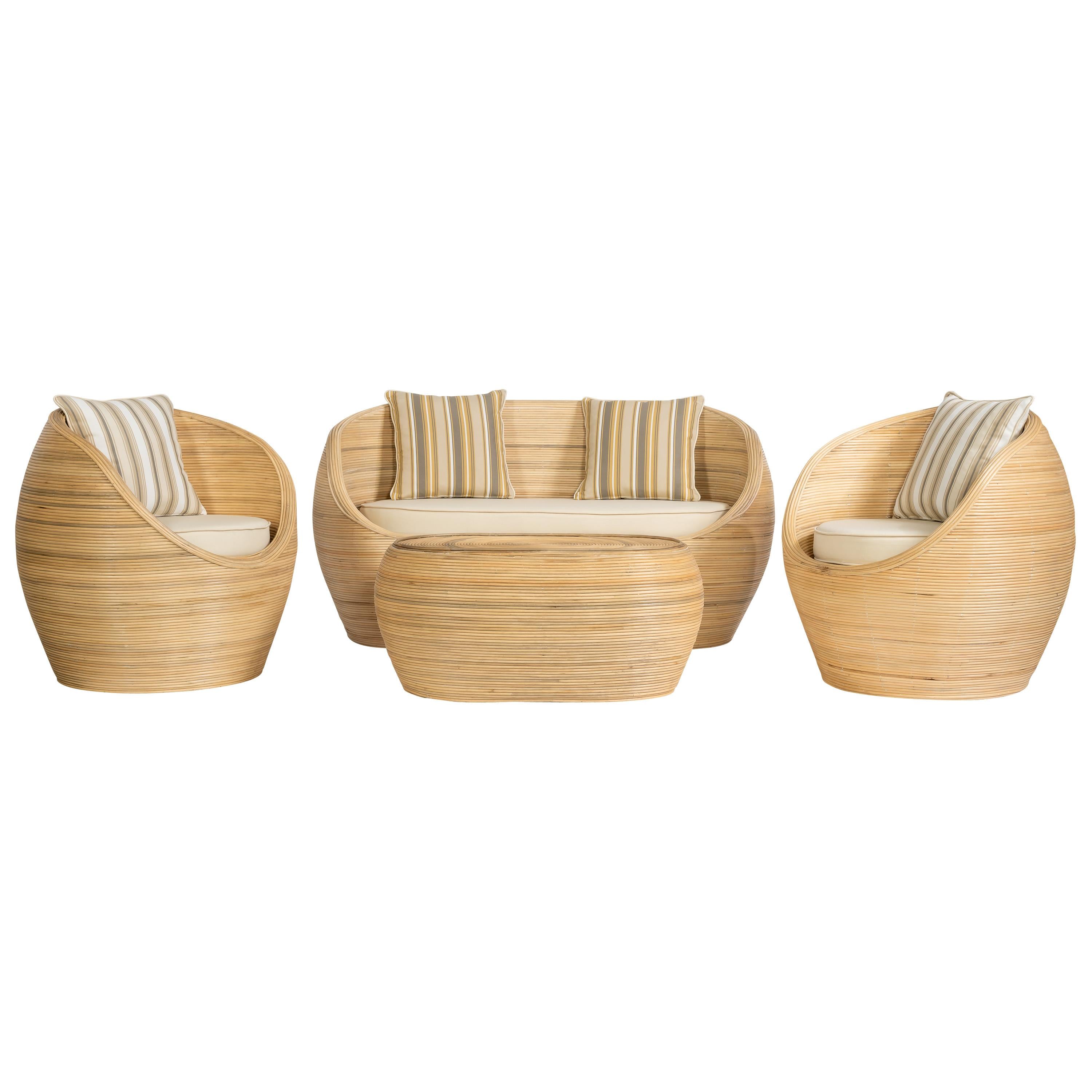 Bambu Oturma Takımı (2 Tek Kişilik +1 İki Kişilik + 1 Kahve Masası)