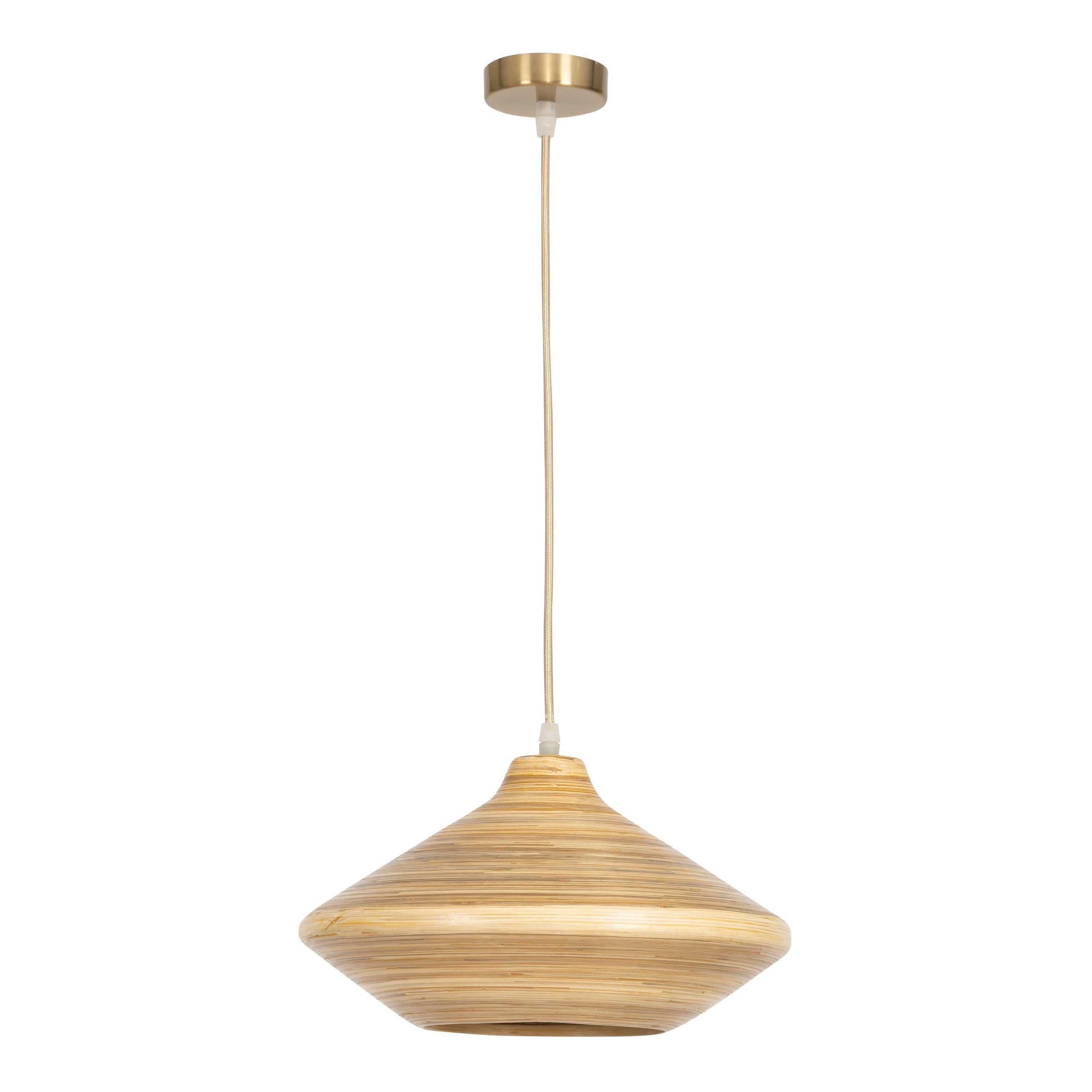 Bambu Tavan Aydınlatması Ufo Form 30 cm × 30 cm × 15 cm