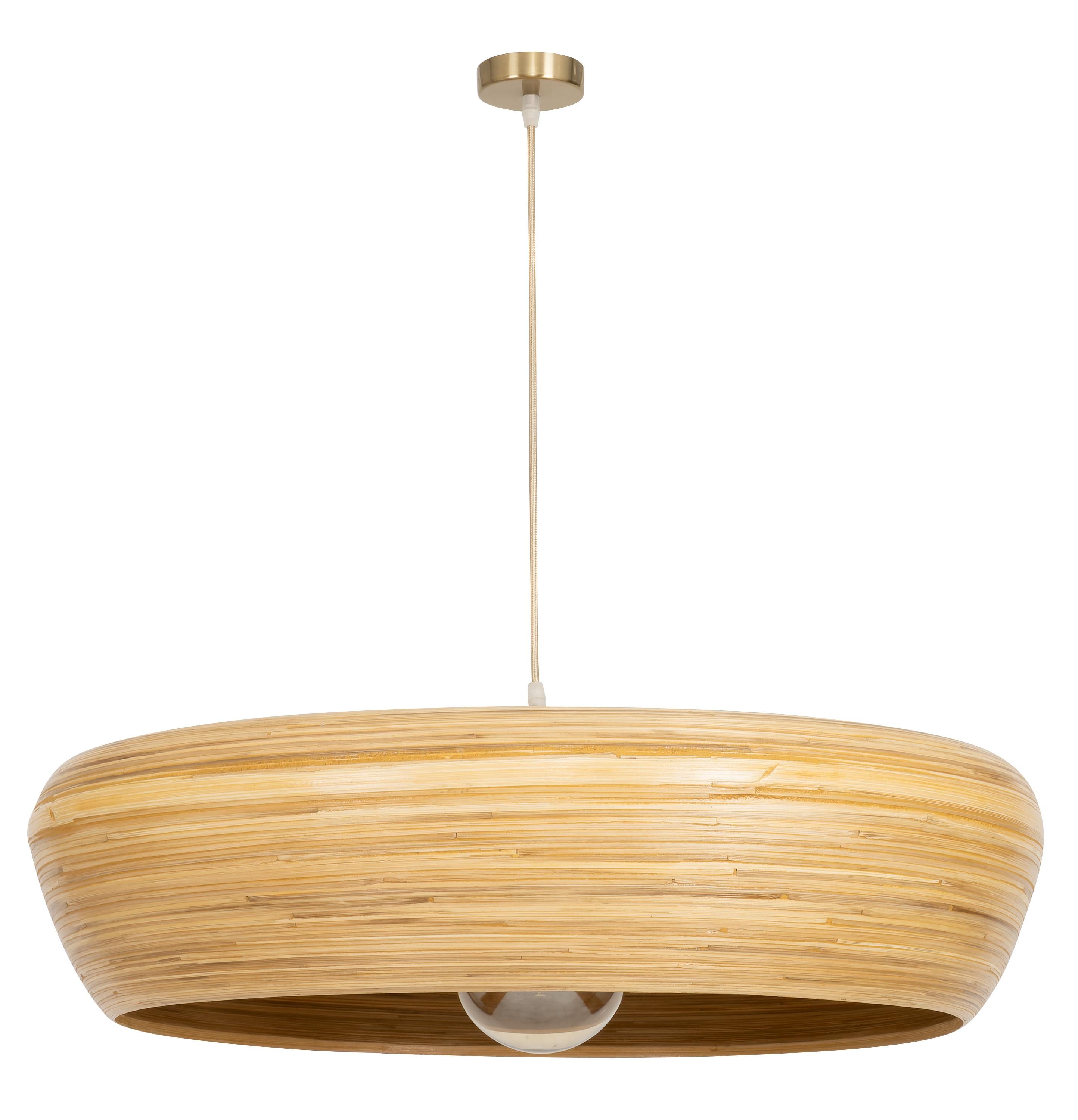 Bambu Tavan Aydınlatması Yuvarlak Form 70 cm × 70 cm × 14 cm
