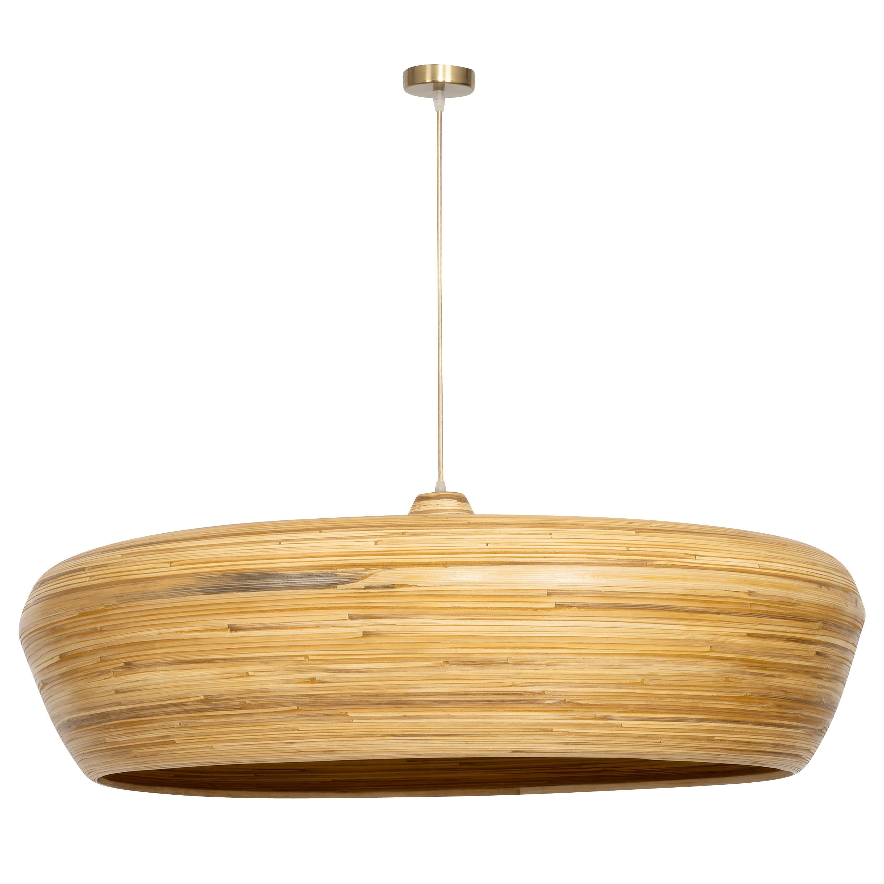 Bambu Tavan Aydınlatması Yuvarlak Form 90 cm × 90 cm × 14 cm