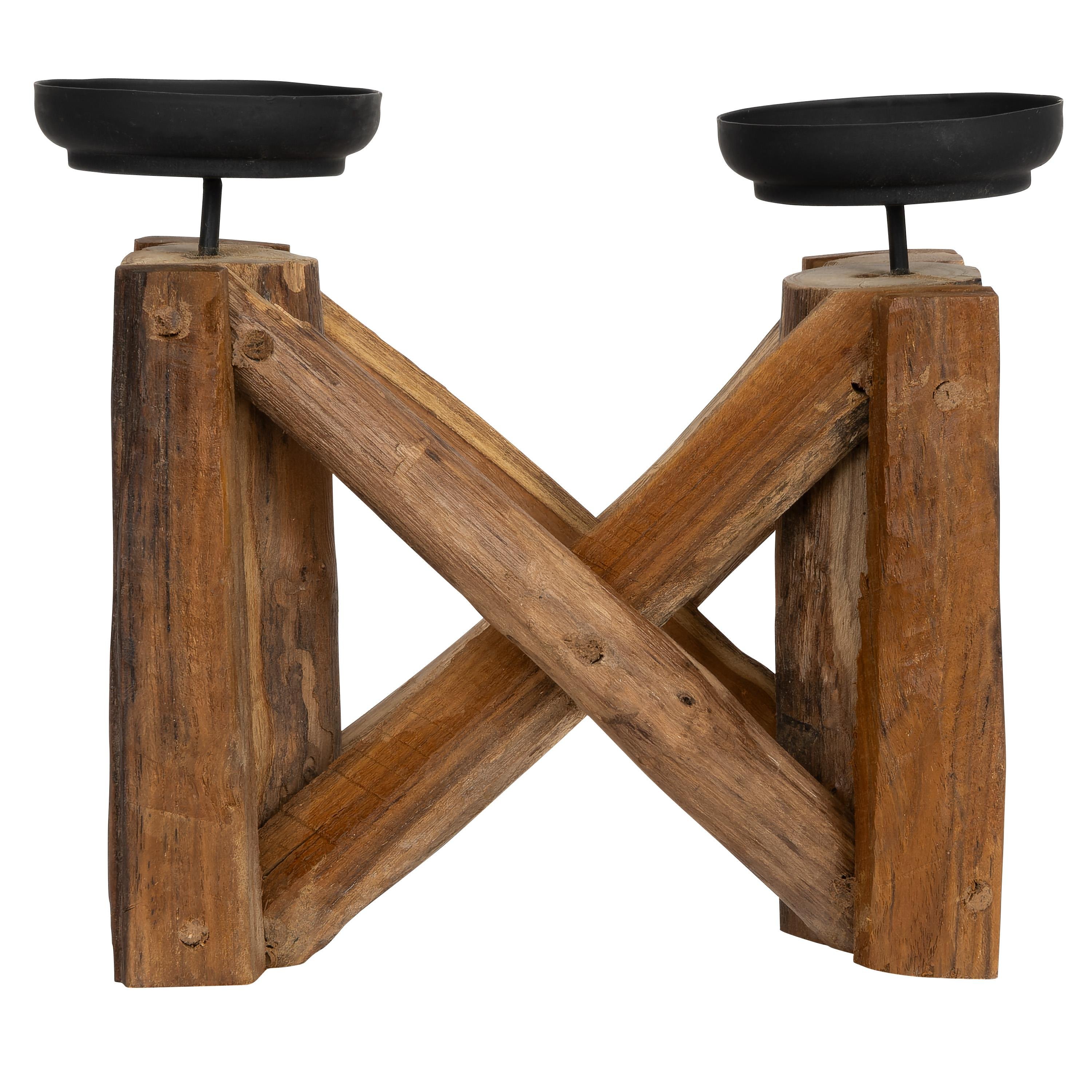 Dekoratif  2 li Mumluk Teak 25 cm x 20 cm x 20 cm