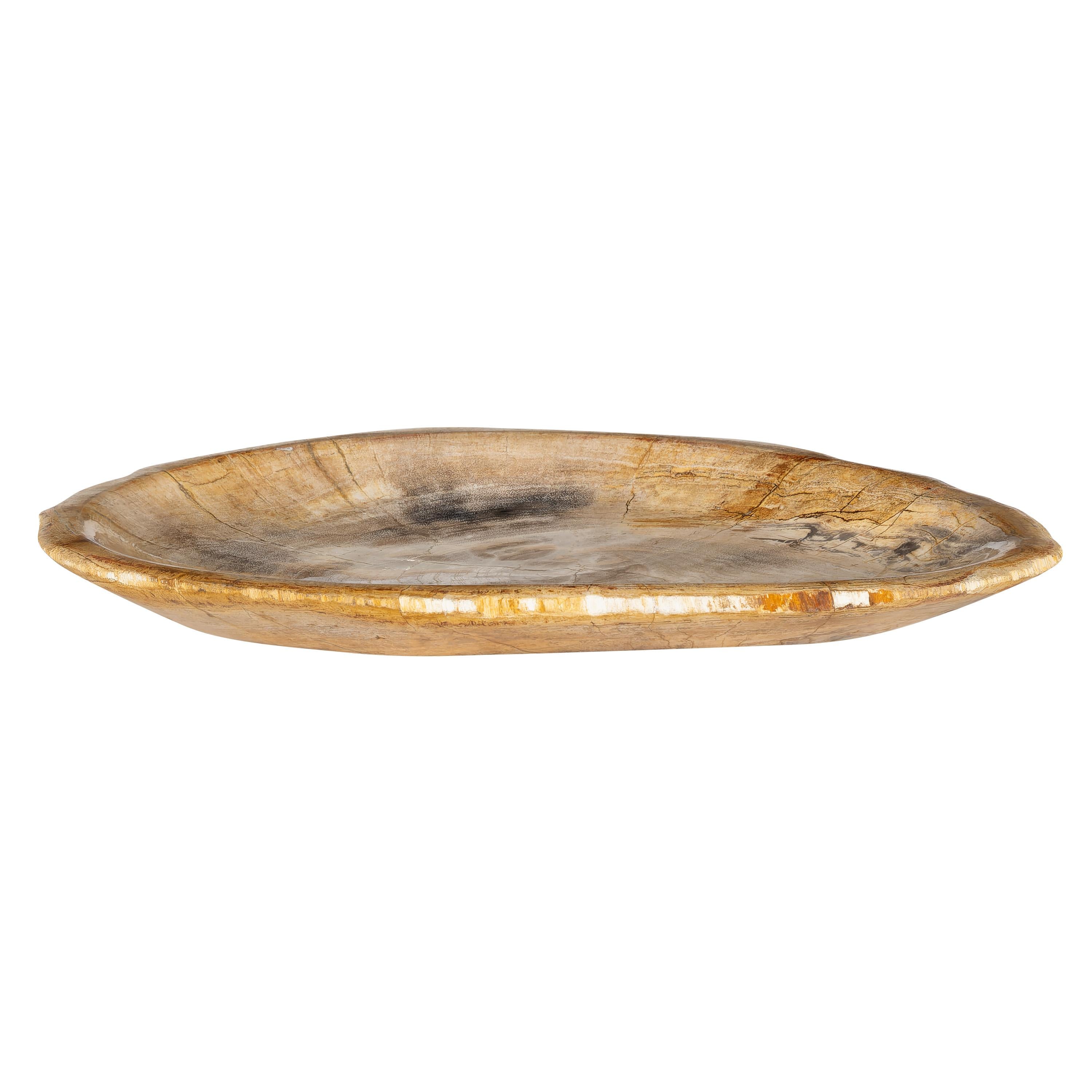 Dekoratif Bowl Fosil Ağaç -34 cm x 20 cm x 2 cm