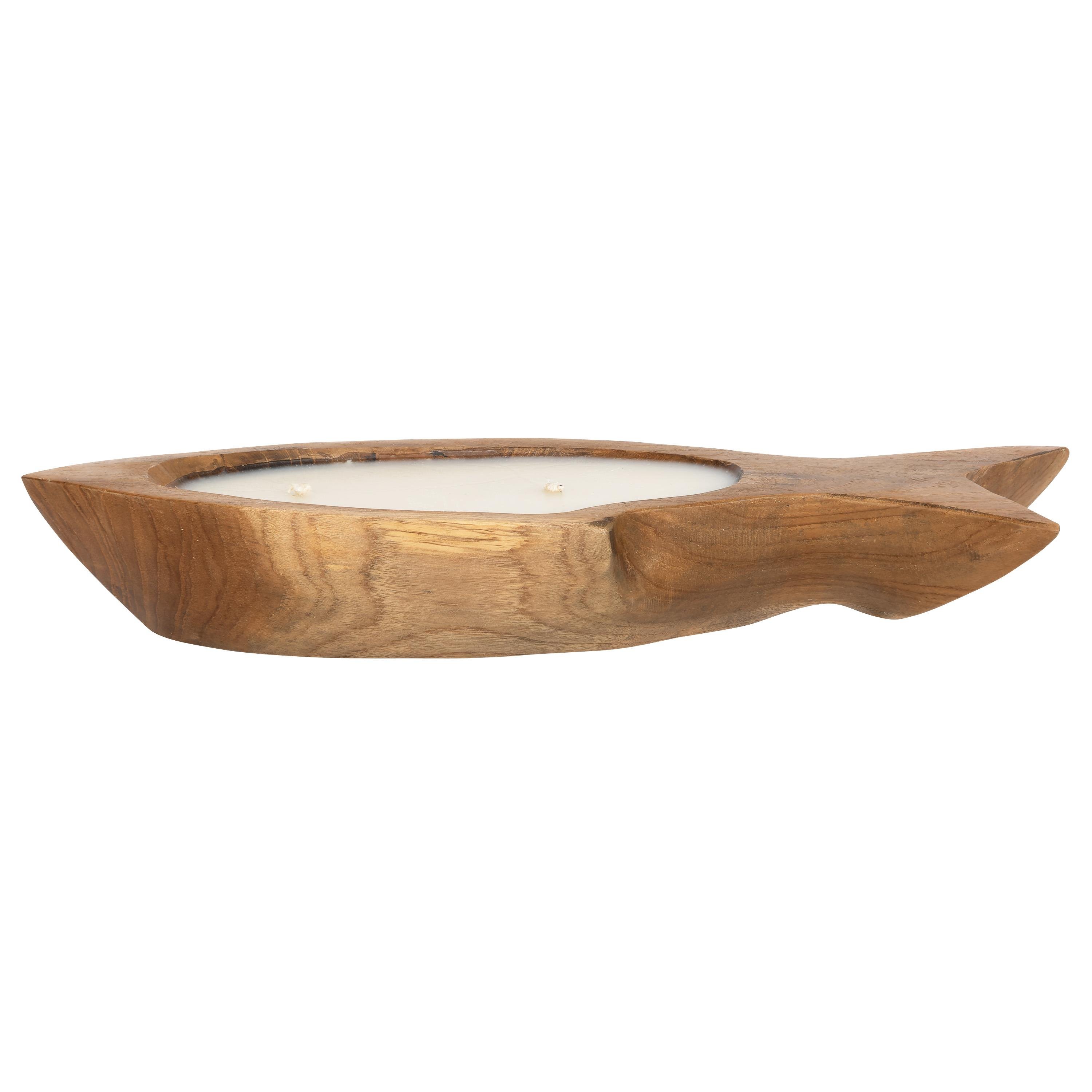 Dekoratif Mum Teak Balık Formu  S 40 cm x 13 cm x 6 cm