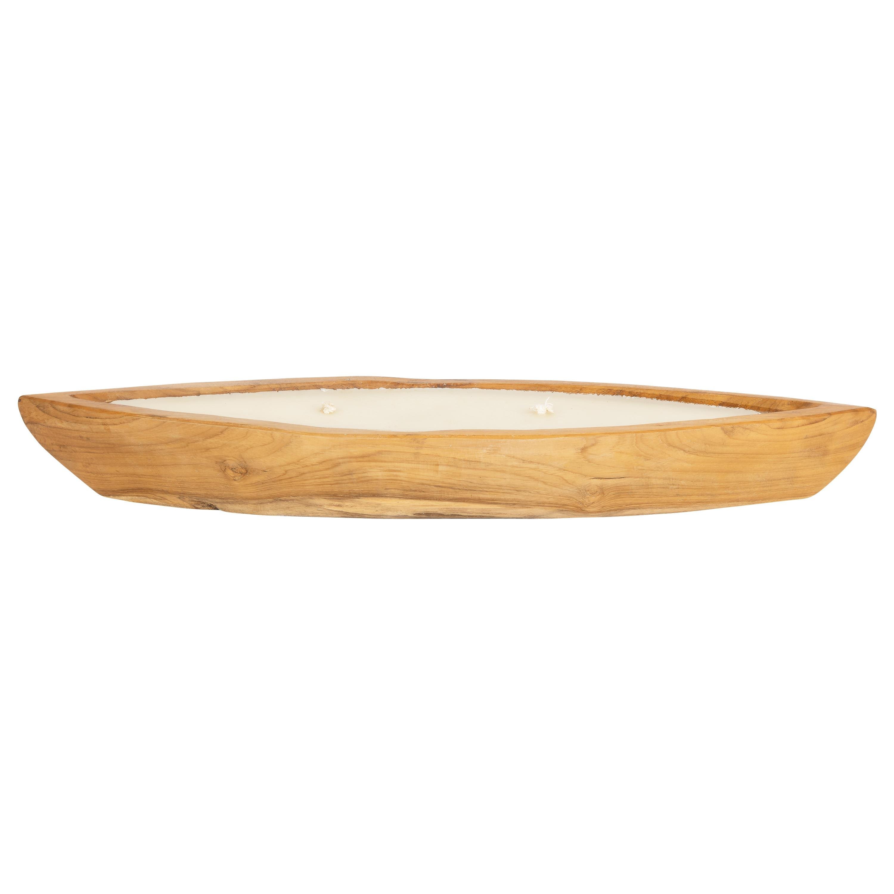 Dekoratif Mum Teak Tekne Formu  S 45 cm x 13 cm x 7 cm
