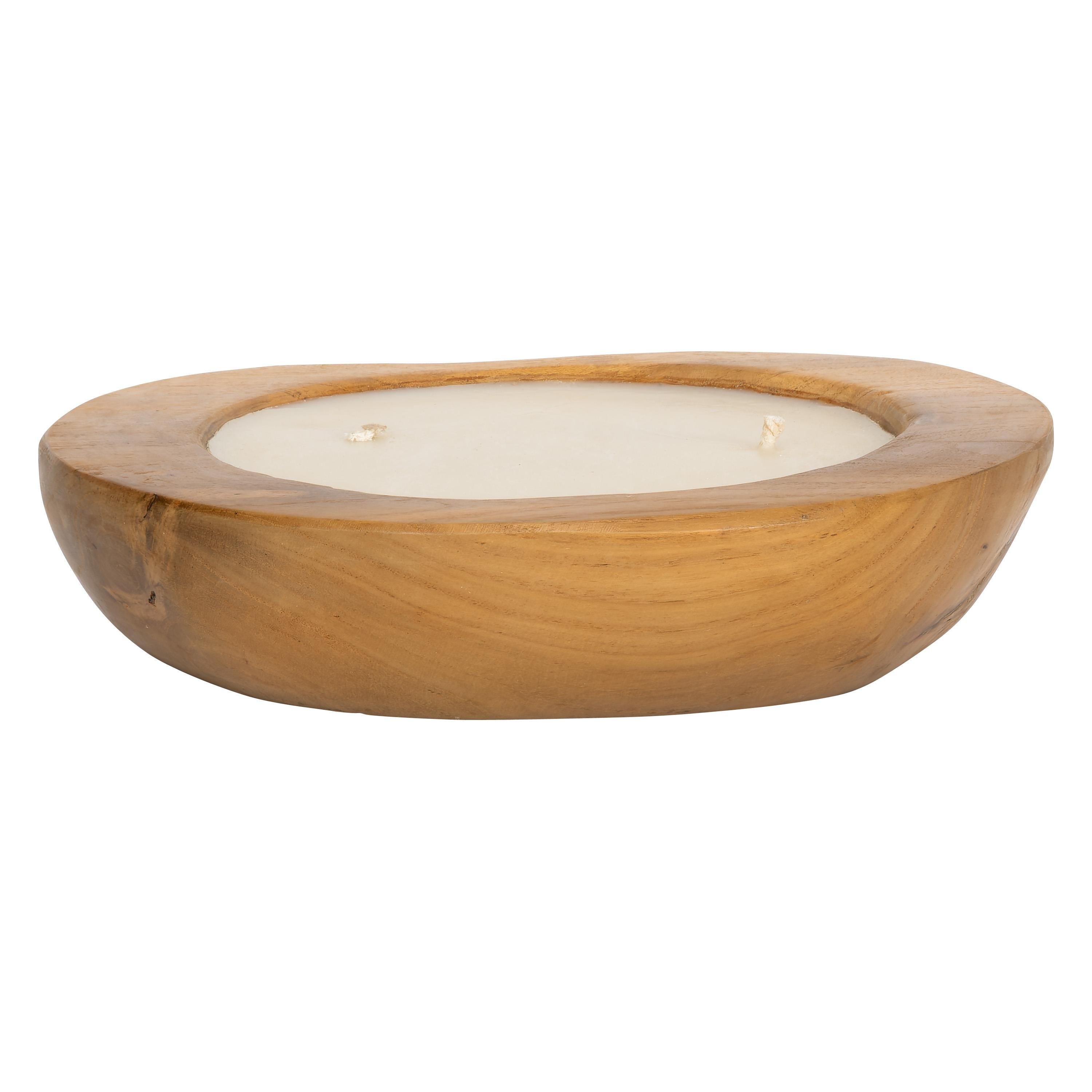 Dekoratif Mum Teak Yuvarlak Form  30 cm x 30 cm x 9 cm