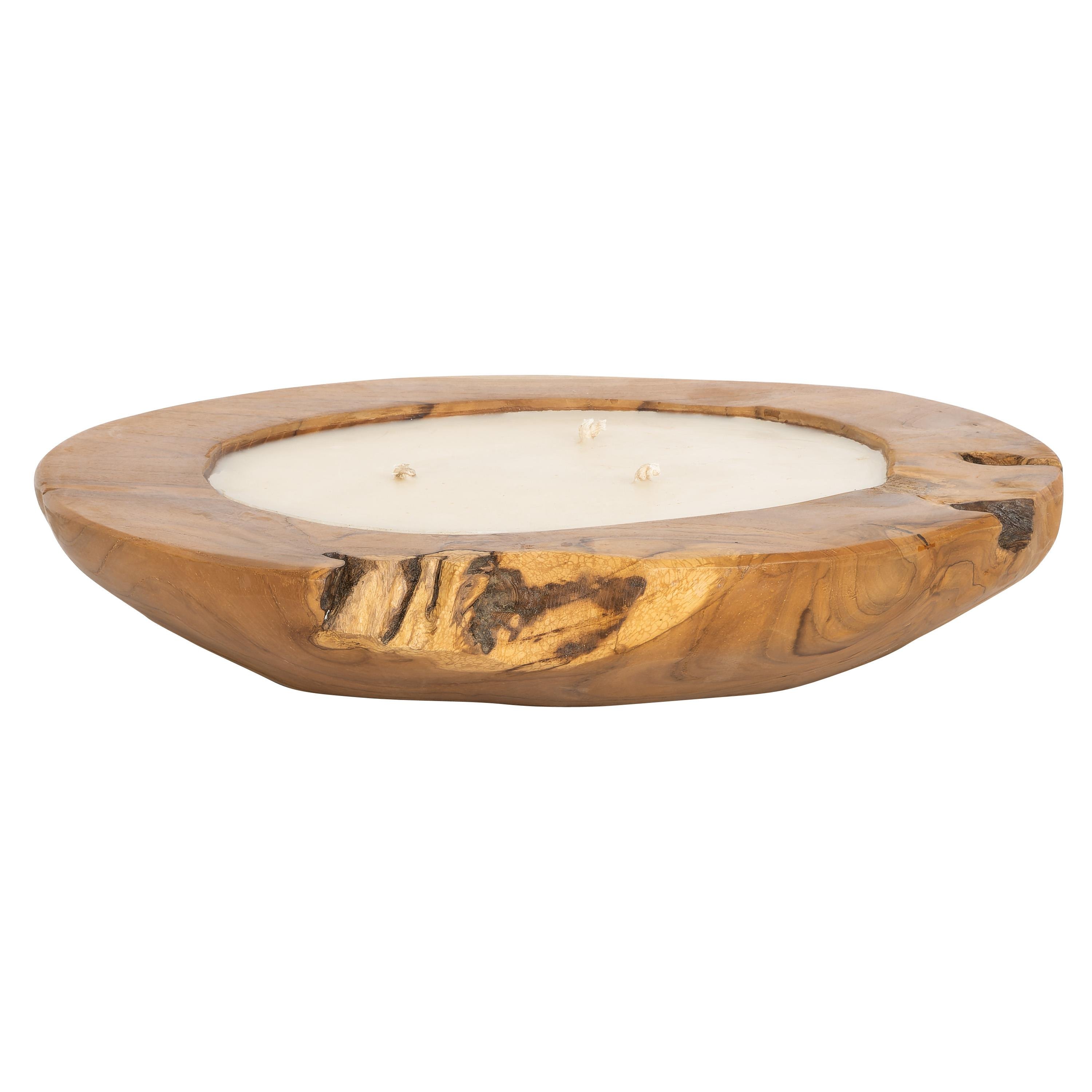 Dekoratif Mum Teak Yuvarlak Form  40 cm x 40 cm x 12 cm