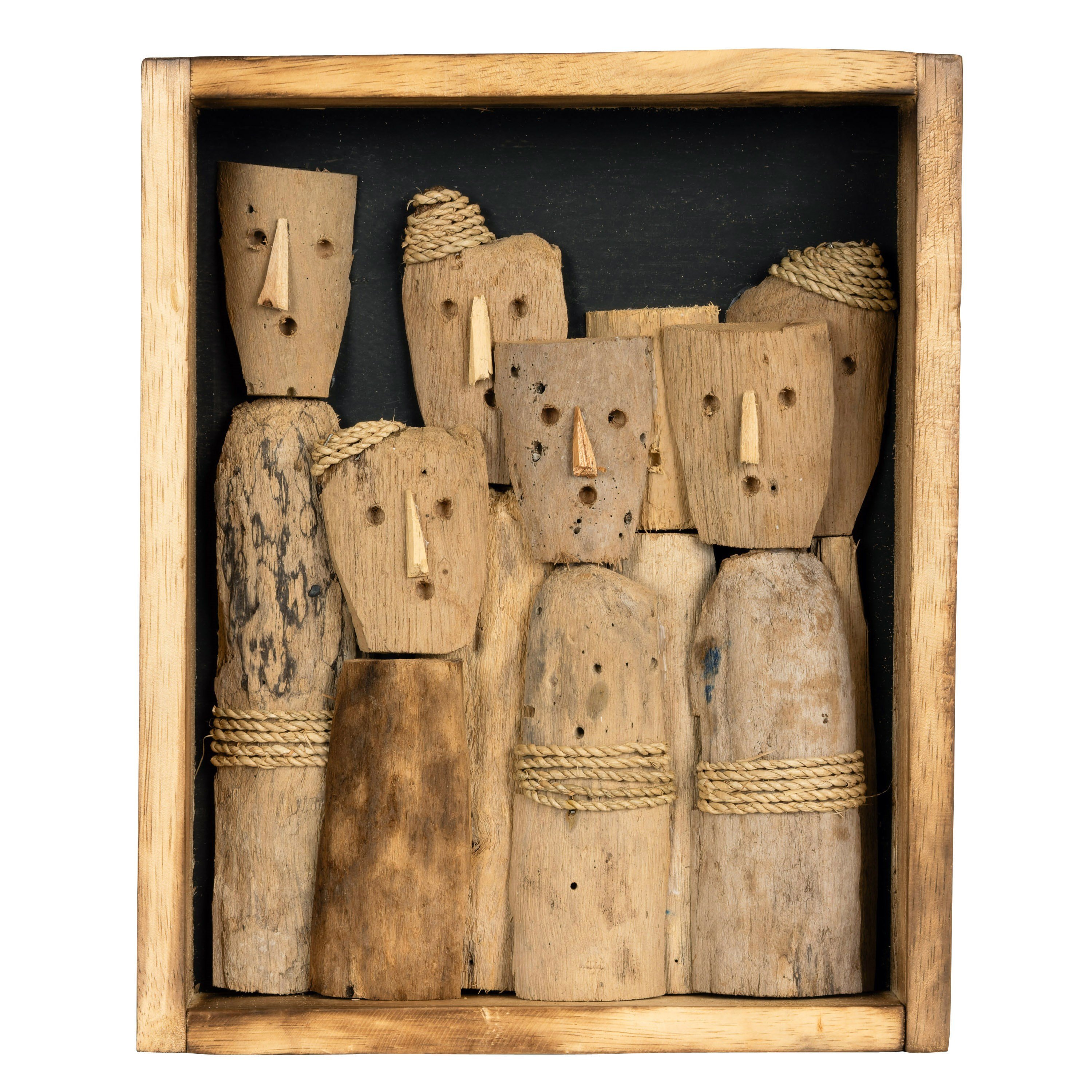 El Oyması İnsan Figürlü Driftwood Ahşap Duvar Panosu 30 x 25 cm (Type3)