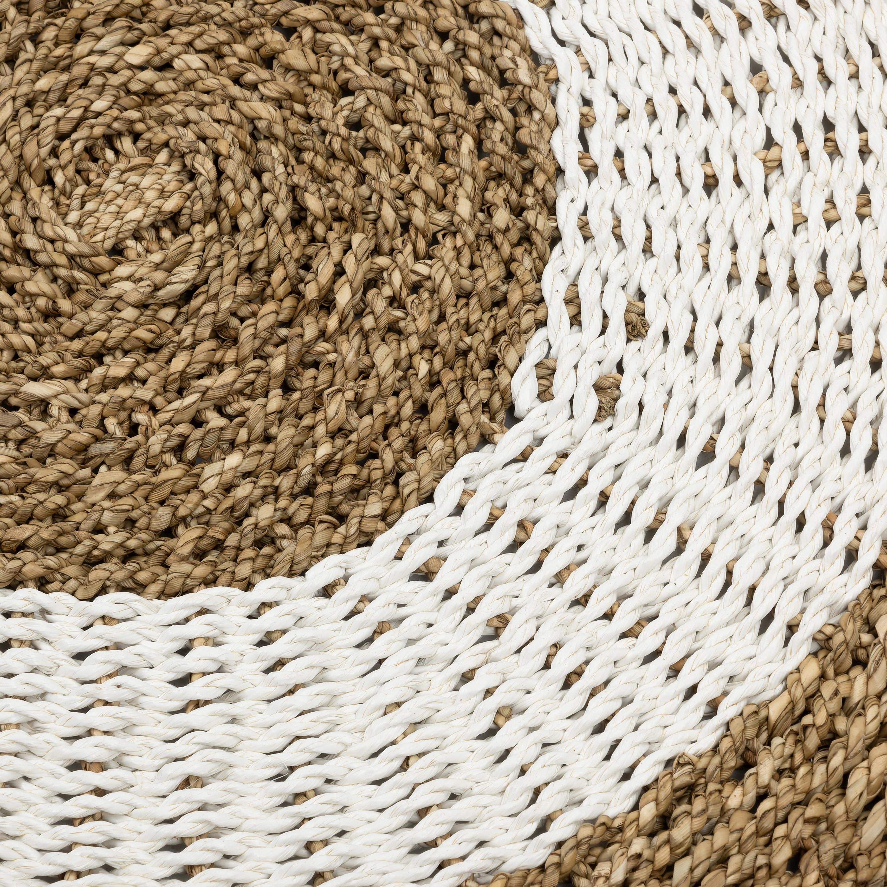 Kilim Jüt Naturel Beyaz Çizgili D.100 cm