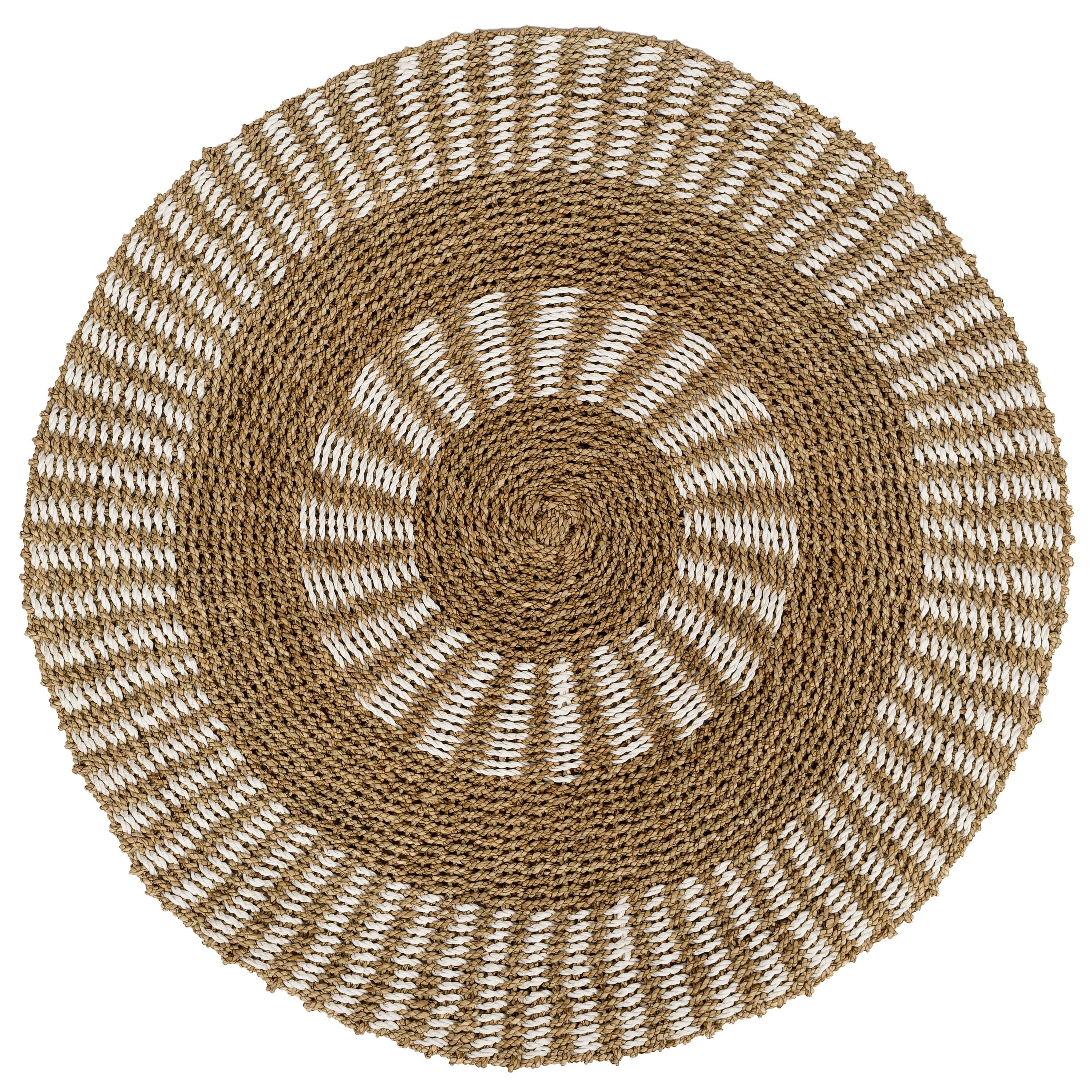 Kilim Jüt Naturel Beyaz Desenli D.100 cm