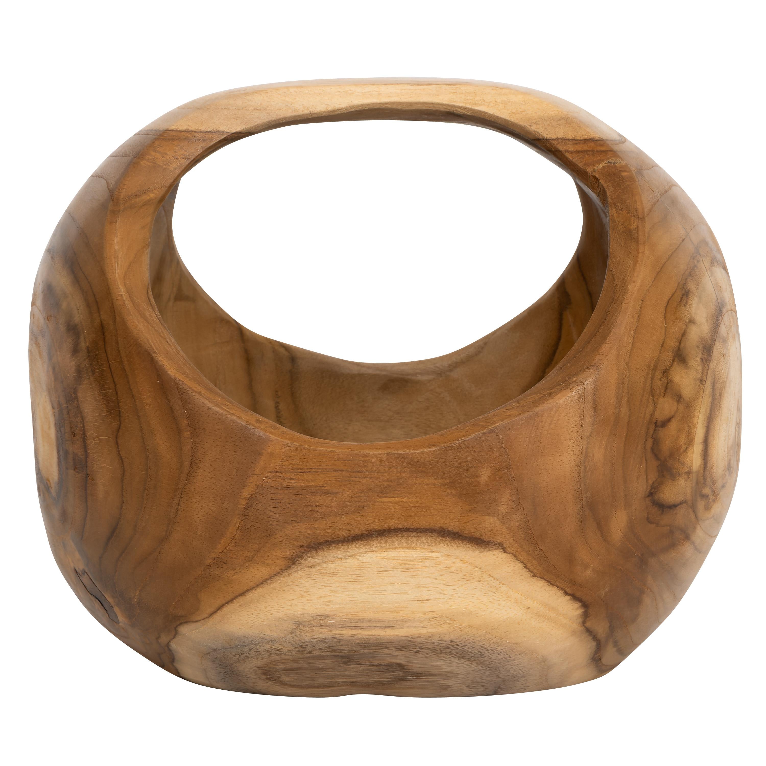 Kulplu Bowl Teak Yuvarlak Form  23 cm x 23 cm x18 cm