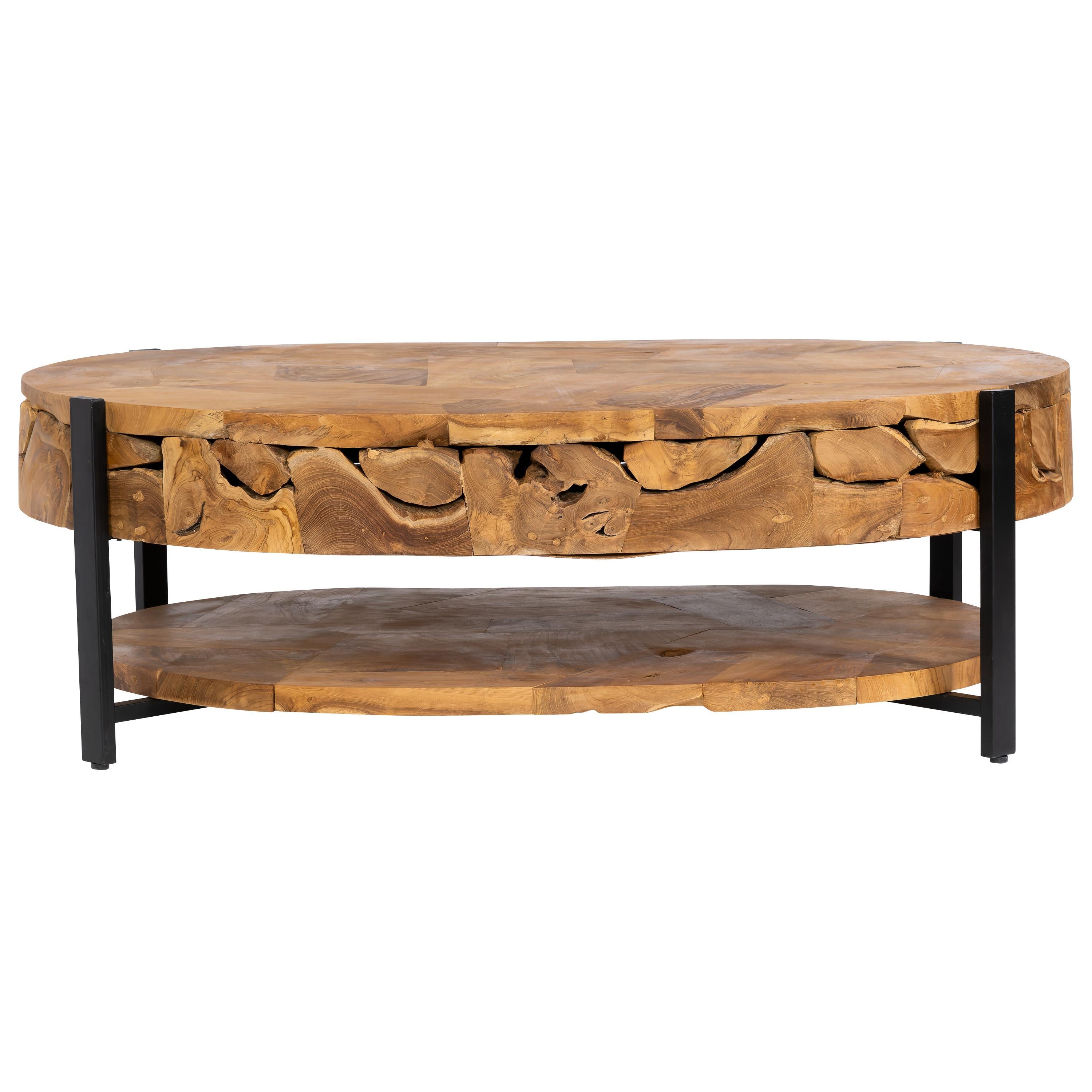 Orta Sehpa Teak / Siyah Metal Curve Form 120 cm x 80 cm x 40 cm
