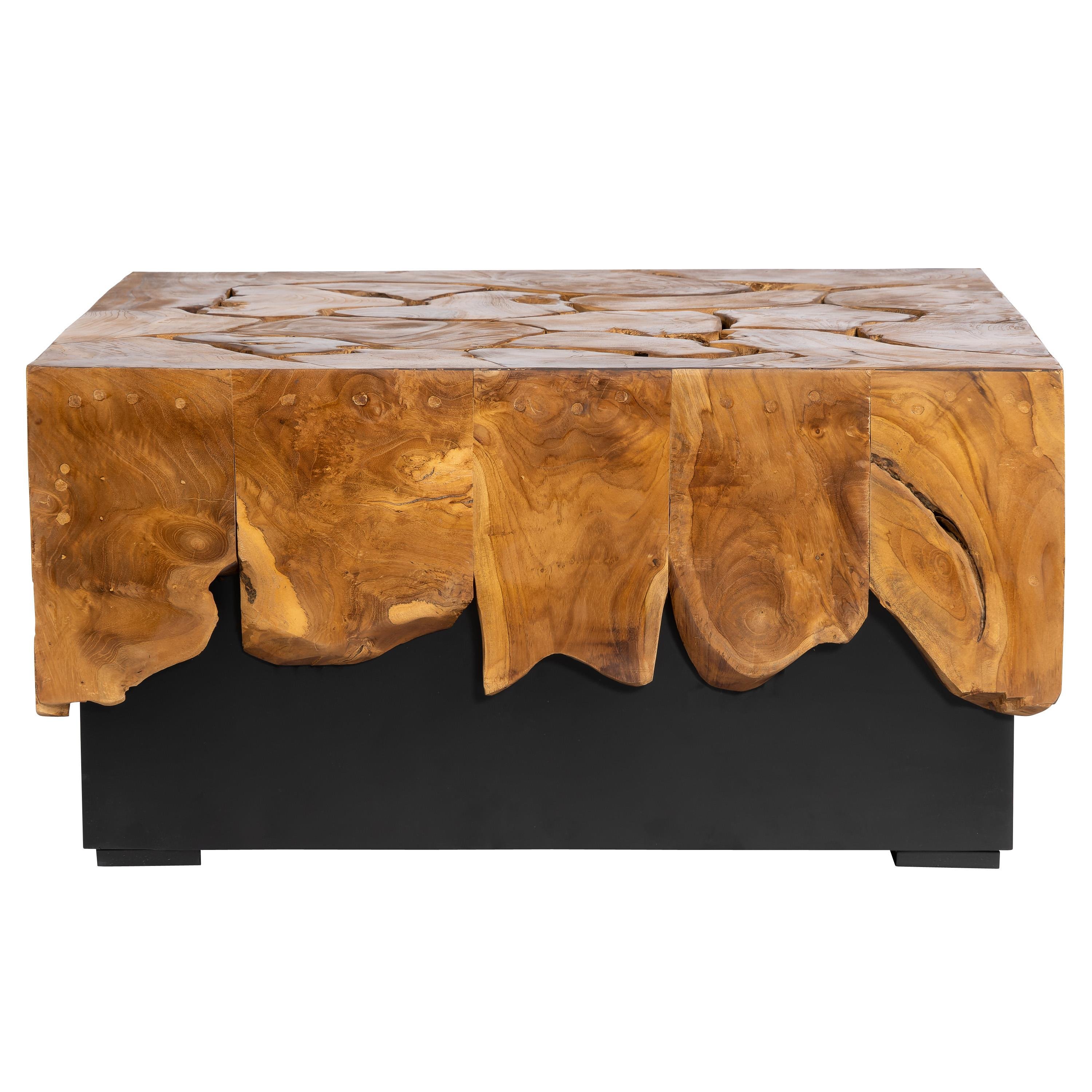 Orta Sehpa Teak / Siyah Metal Kare Form 80 cm x 80 cm x 40 cm