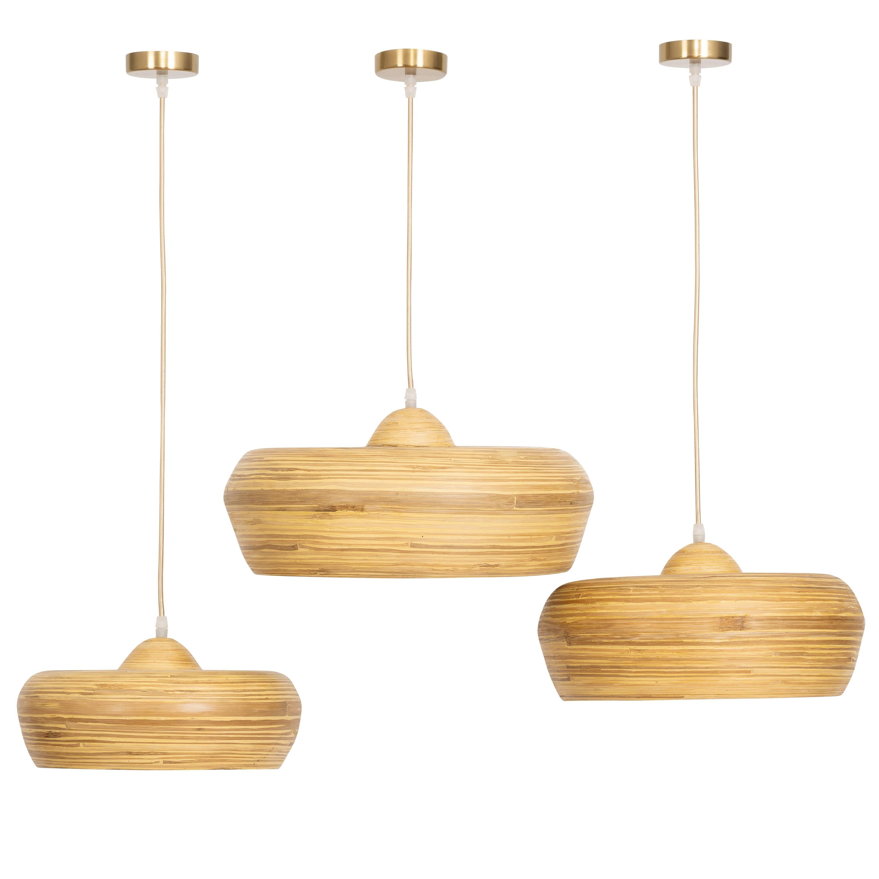 Tavan Aydınlatması 3 lü Set Bambu