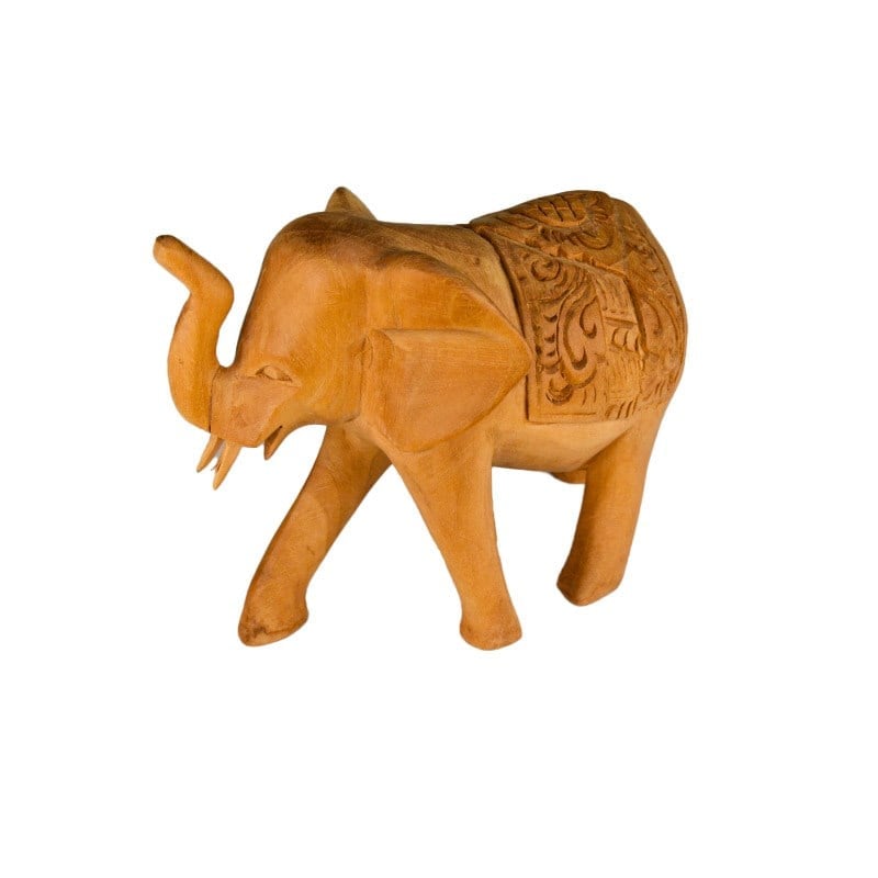 Teak El Oyması Fil Figürü 12 cm