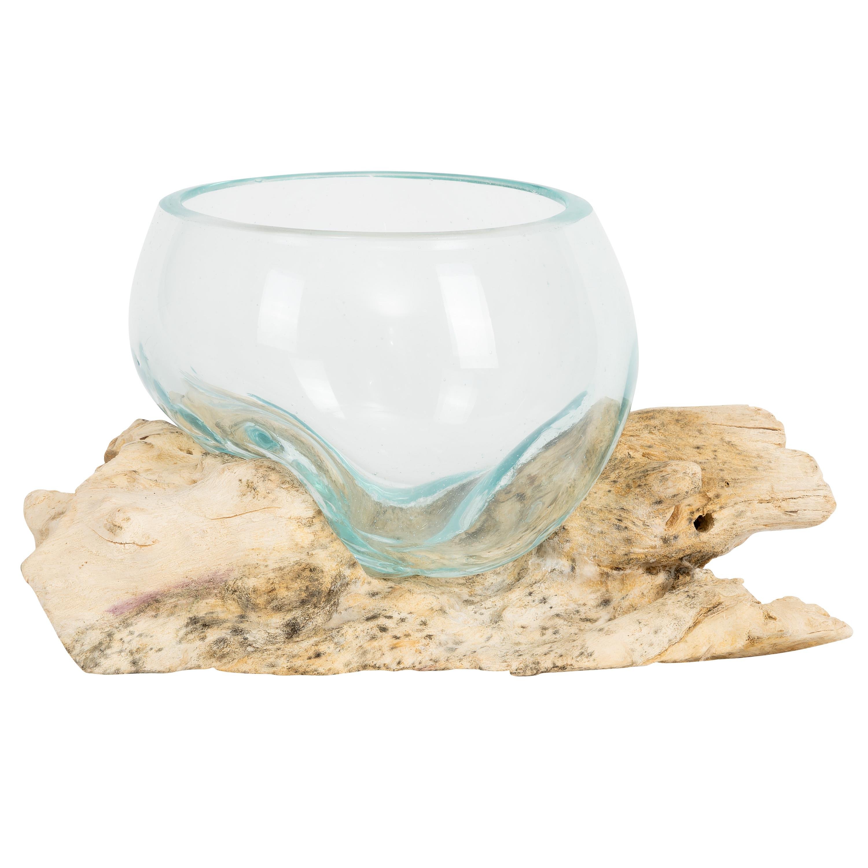 Vazo Ahşaba Cam Üfleme  Bowl 10 cm